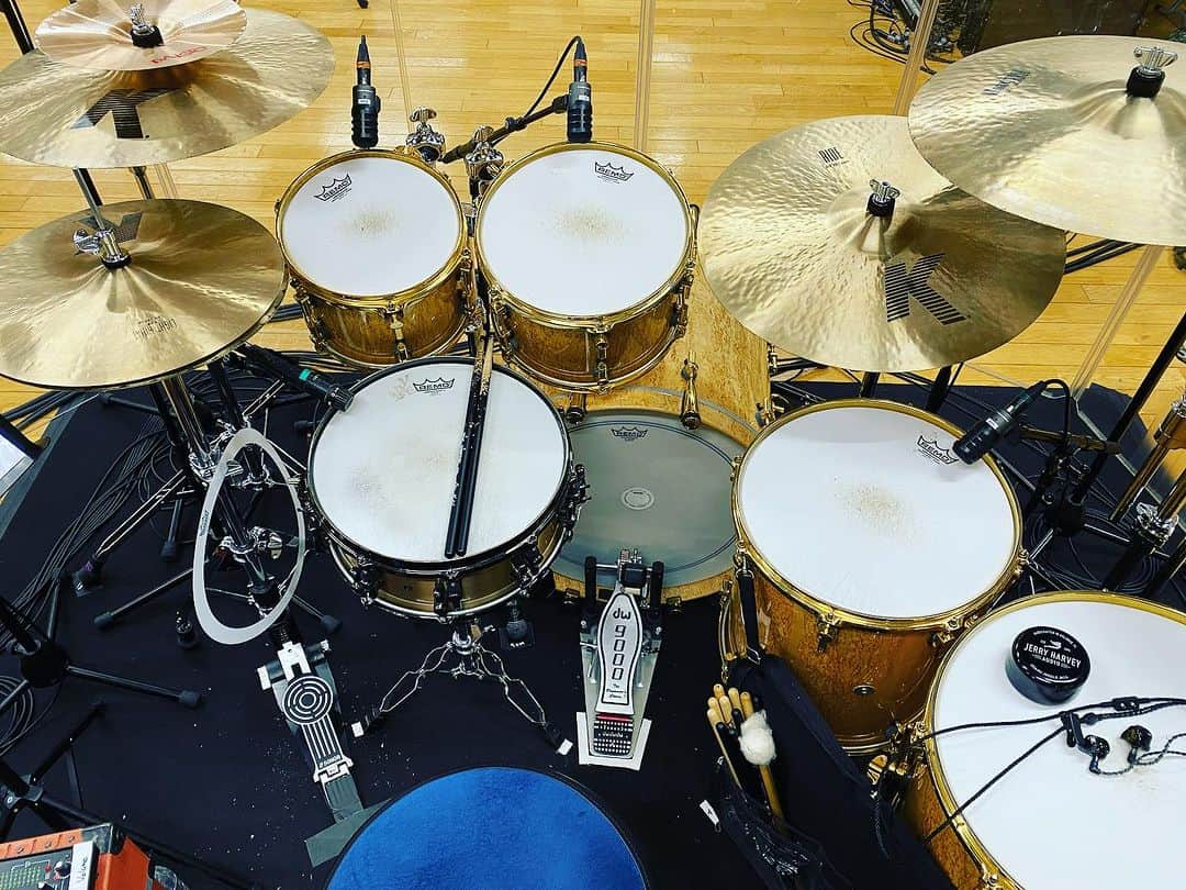 のインスタグラム：「はい、今日は初めましてのリハーサルでした〜🥁 1日だけなので緊張感が、、、😎 本番まで少し時間があるので忘れないように練習しないとだな‼️」