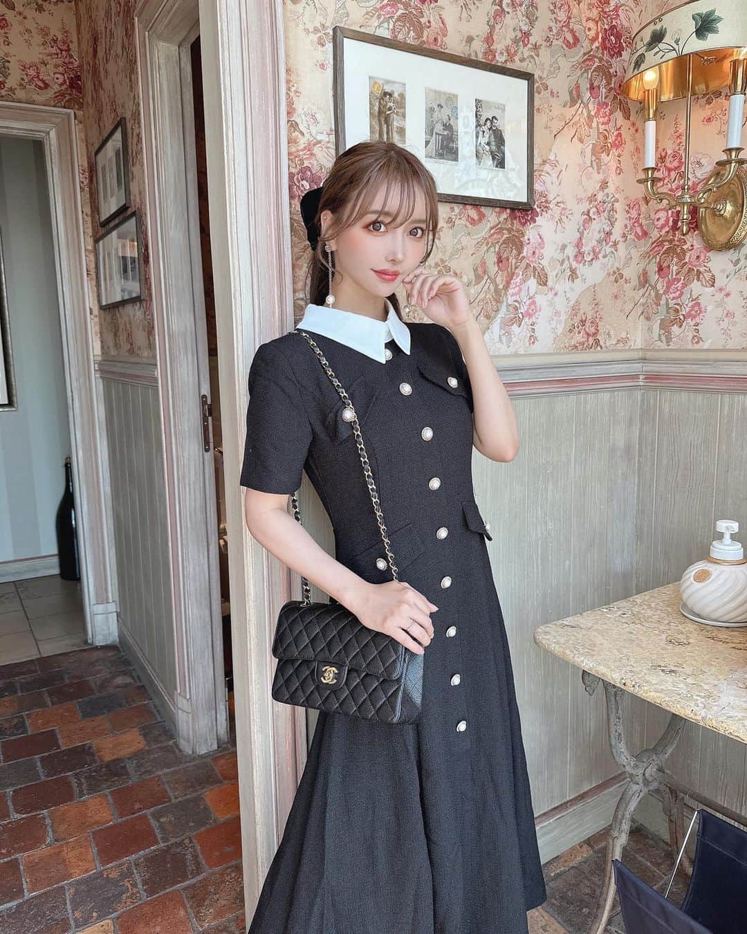 吉川ちえのインスタグラム：「【🩷❤️🩷❤️🩷❤️🩷】 . 先日誕生日会🎉でランチコース 食べた時の写真📸😍 この日はキレイめワンピース着ました💓 ✅Randy🎀 （ @randy_online_ ）の ワンピース👗形綺麗だし素材も しっかりしてて好きっ🥺💕 . #ワンピースコーデ #randyonline」