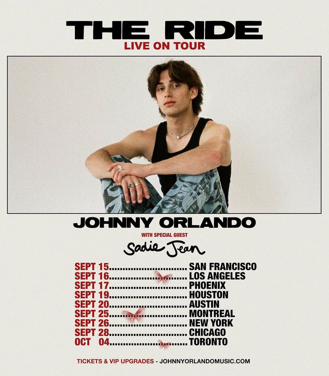 ジョニー・オーランドのインスタグラム：「So excited to have my friend @sadiejean on the road this fall!! Tickets on sale now get em before they’re gone forever <3」