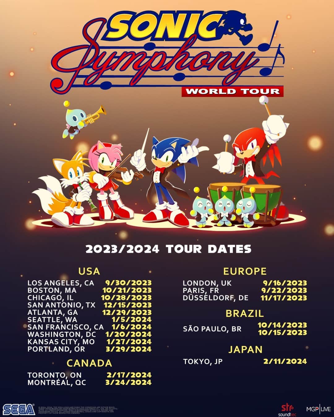 SEGAさんのインスタグラム写真 - (SEGAInstagram)「The Sonic Symphony World Tour is speeding towards a city near you! Don’t miss out on experiencing the magic of Sonic the Hedgehog’s historic music live in concert!  Link in our stories 💙」8月3日 2時00分 - sega