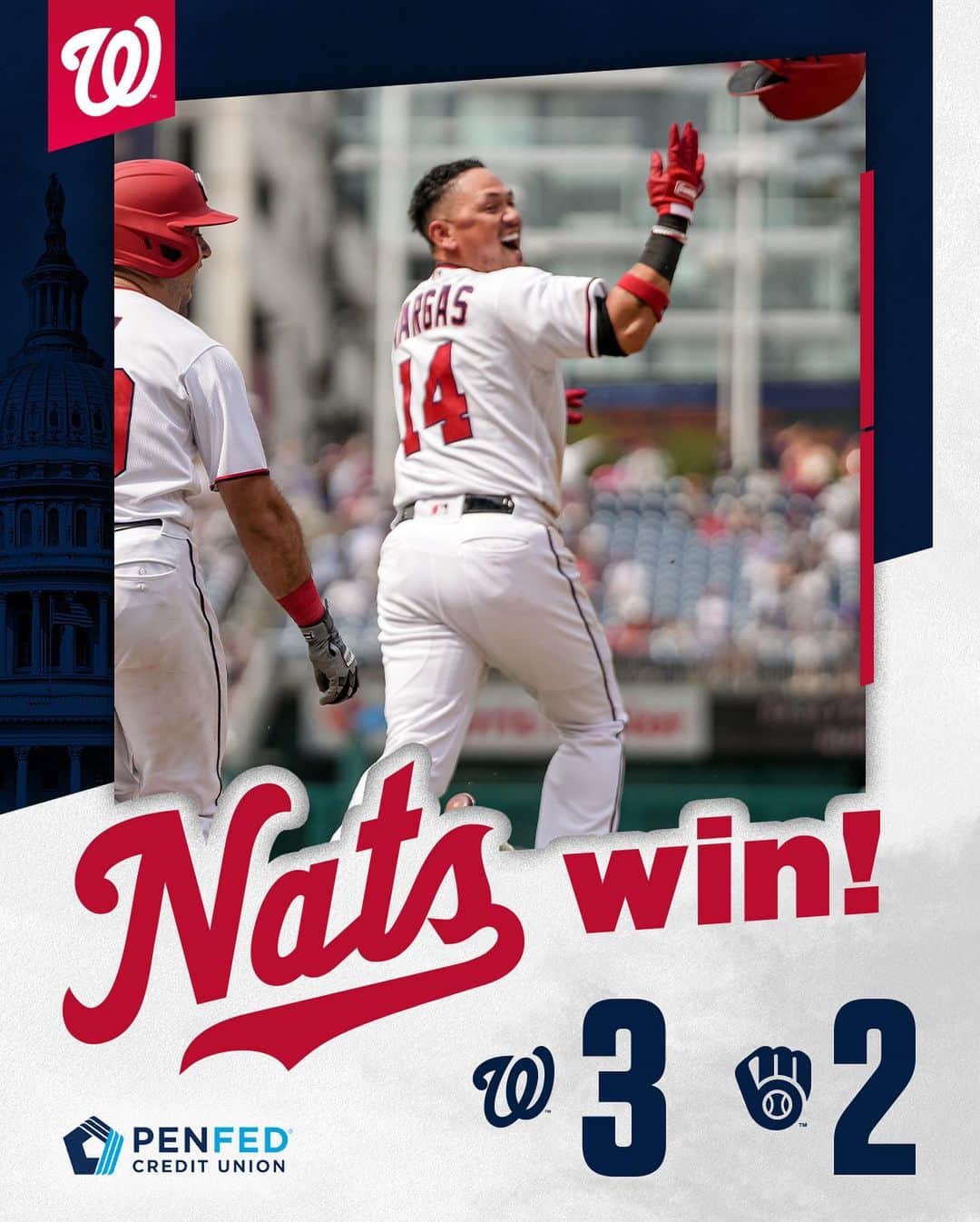 ワシントン・ナショナルズのインスタグラム：「Put a walk-off Curly W in the books! 📚」