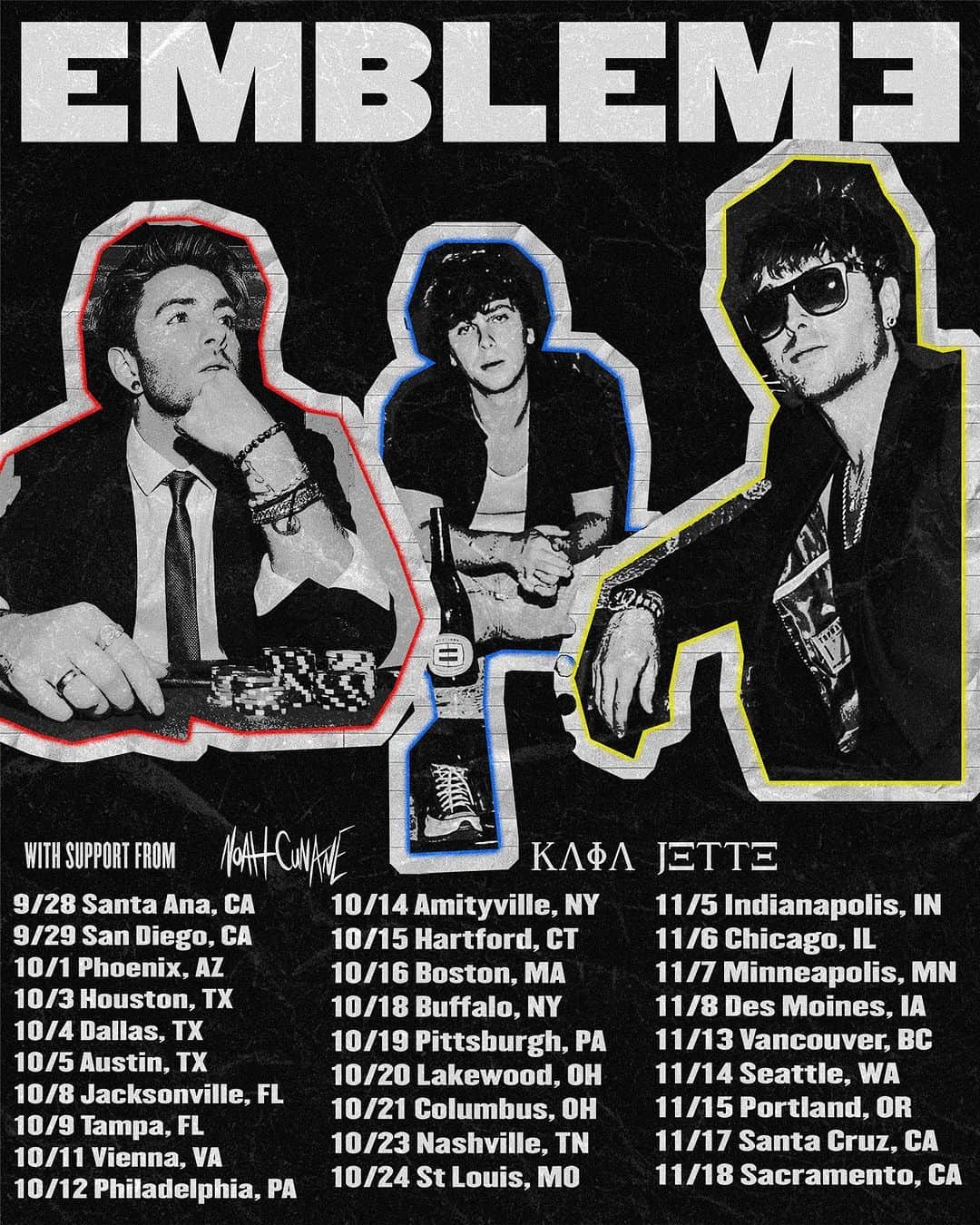 のインスタグラム：「You wanted more dates!? We delivered! Tickets on sale now! Peep the new cities & lets rageee. Happy to announce our current openers @noahcunane @kaiajette and of course have the legend @jackmuddrums on 🥁   We say this every tour, but (Drew here) can’t even begin to express HOW MUCH ENERGY we put into designing our most dynamic, creative & powerful show we’ve ever done hands down, point blank, period. 🎟️s are going FAST.   📸: @mattys.jpg」