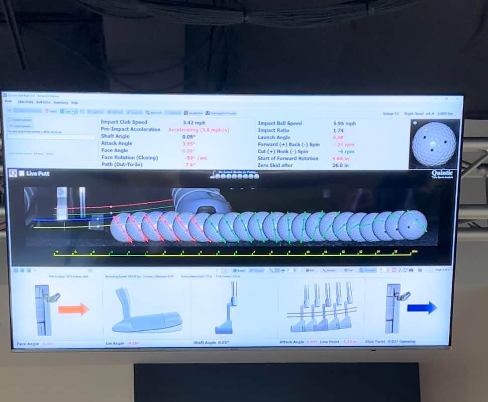 イリー・リーのインスタグラム：「First picture is before Putter fitting, and second is after.   Launch 4.58 before, 1.51 after.  -24 spin before +39 spin after.  I am really excited for this new putter!  할수있는건 다 해보기!!! #elycallawayperformancecenter」