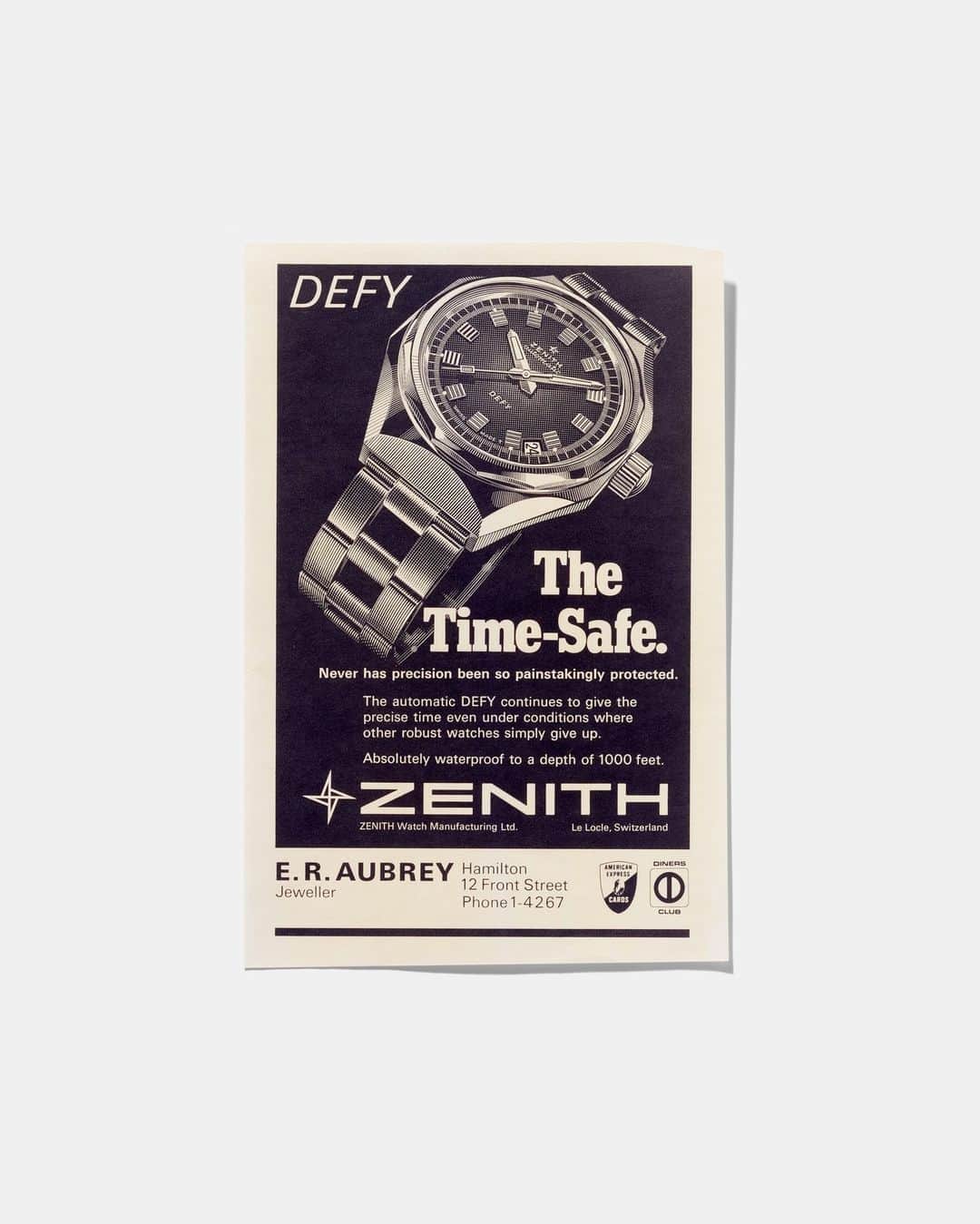 ゼニスのインスタグラム：「#A3642: The A3642 earned the nickname "coffre-fort" in French, meaning "bank vault" or "safe-deposit box." Its screw-down crown ensures a remarkable water-resistance of 30ATM (300 meters), making the DEFY A3642 and its contemporary Revival version unquestionably versatile timepieces, ready to conquer any terrain and accompany you on all occasions.」