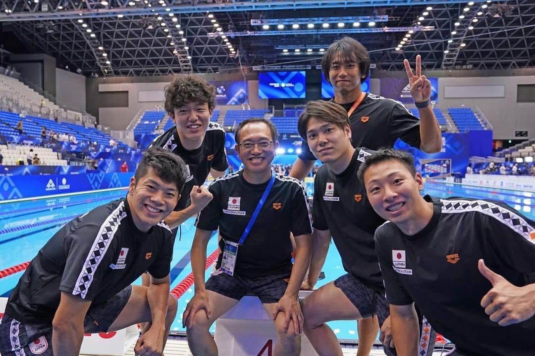 中村克のインスタグラム：「team sprinter/下山先生  試合の8日間に限らず代表内定してから定期的に泳ぎやスタートなど細かい部分の指導をしていただきました。  また具体的な課題も指摘していただけたので感謝しています。」