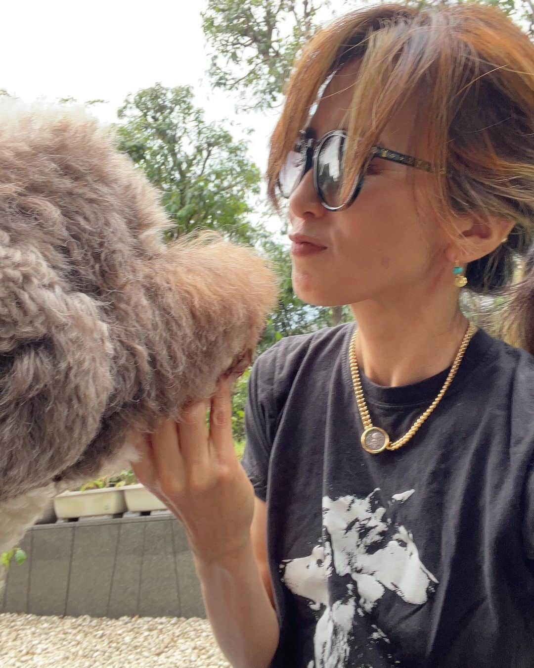 工藤静香さんのインスタグラム写真 - (工藤静香Instagram)「蝉の鳴き声はいつまで続くかな、、 鳴いているのはオスだけ☺️ 素敵なパートナーは探せたかな？ なんて話しをルンにしていました☺️    サングラス @louisvuitton」8月3日 22時11分 - kudo_shizuka