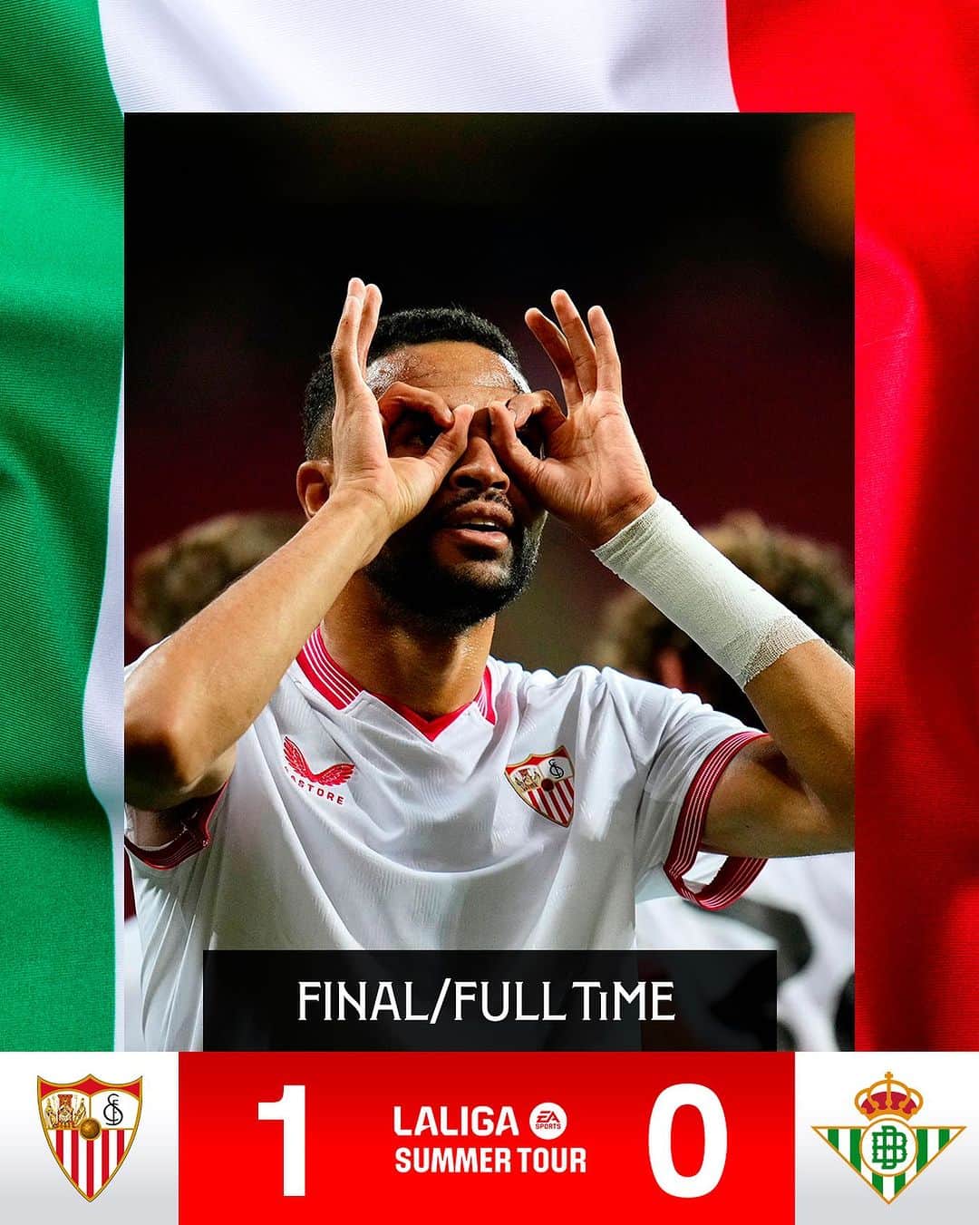 セビージャFCのインスタグラム：「Ganar un derbi en México. ☑️🇲🇽😏  🤍❤️ ¡VAMOS, SEVILLA!  #LaLigaSummerTour」