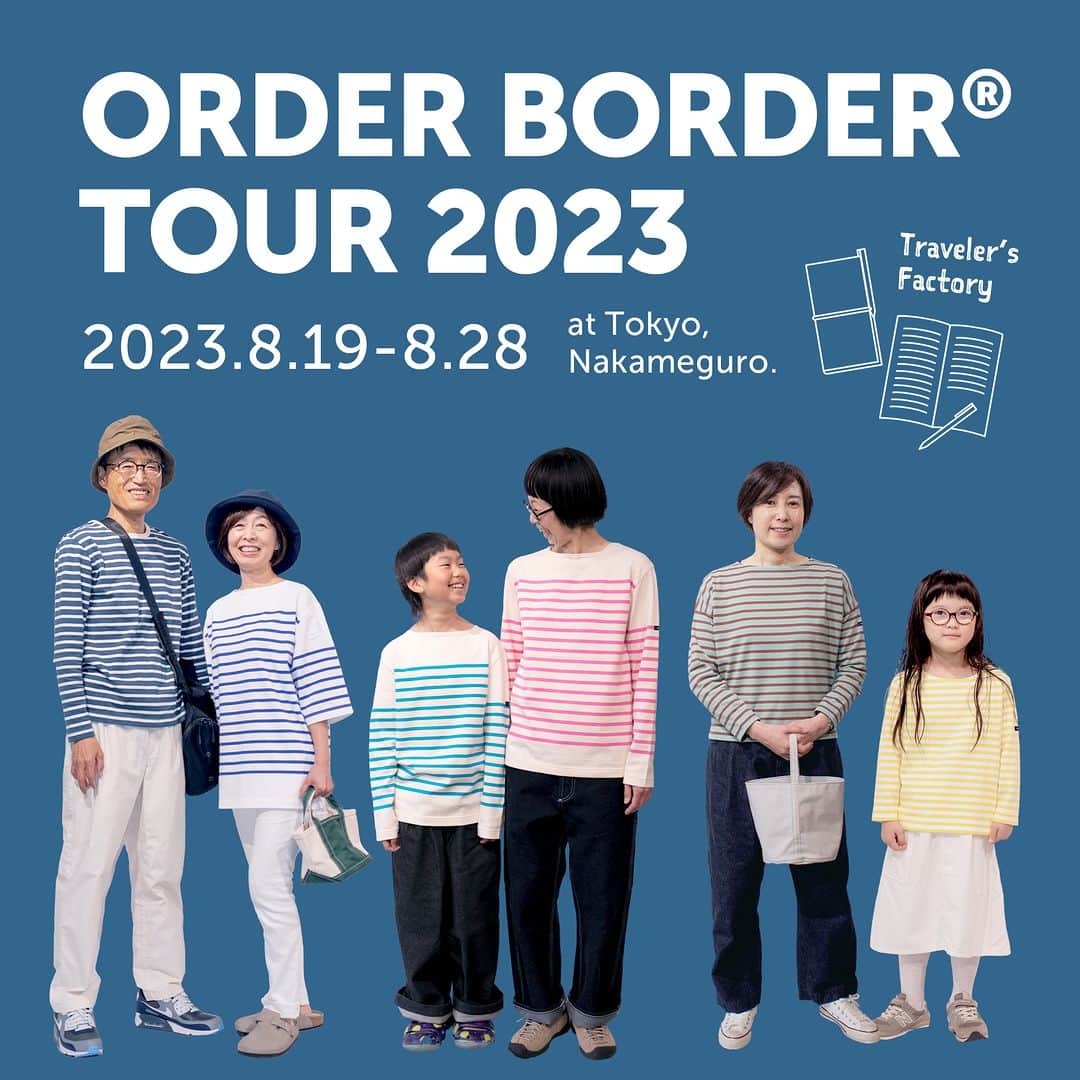 G.F.G.S.のインスタグラム：「ORDER BORDER TOUR 2023  8/19(sat)-8/28(mon)の期間 東京中目黒のトラベラーズファクトリー(@travelers_factory )さんにて、 ORDER BORDER受注会を開催していただきます。  4年ぶりとなるトラベラーズさんでの受注会では 通常のORDER BORDER®ラインナップに加え、  ☑︎トラベラーズファクトリー限定カラー3種 ・ダークオリーブ ・フォグブルー ・ダークチャコール  ☑︎オリジナルワッペン ・飛行機 ・トランク ・レコード  を追加して選んでオーダーができます。 さらにオリジナリティあふれるORDER BORDER®を お楽しみください！  事前にHPのカラープレビューで 欲しいline upをあげておくとスムーズです◎ https://www.gfgs.net/shop/  リンクはプロフィール(@gfgs )から  ―――――――――――  TRAVELER'S FACTORY［中目黒］  旅するように毎日を過ごすための道具をテーマに トラベラーズノートなどのステーショナリーをはじめ、 オリジナルプロダクトや世界中からセレクトした雑貨、 旅を感じる書籍などを取り扱っています。  〒153-0051 東京都目黒区上目黒3-13-10  営業時間　12：00～20：00 定休日　　火曜日  ※会期中の営業時間や休業日等  詳細は公式HPやSNS等でご確認ください。  ――――――――――― #gfgs #orderborder #東京 #中目黒 #TRAVELERSFACTORY #トラベラーズファクトリー #ノート #手仕事 #丁寧な暮らし #衣食住 #セレクトショップ #ファッション #オーダー会 #ワードローブ #カスタム #セミオーダー #夏服 #秋服 #買い物 #選ぶ #着心地 #お出かけ #カジュアル #シンプル #カットソー #デイリーウェア #ボーダー #しましま #ボーダートップス」
