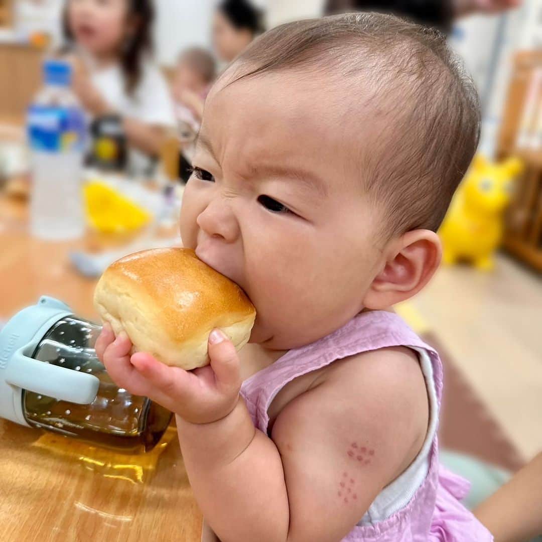 村方乃々佳のインスタグラム：「ミルクパンがぶり🍞 自分で持ってモリモリ食べます☺️  #村方乃々佳 #ののちゃん #ののかちゃん #ののちゃんねる #nonokamurakata #노노카 #NONOCHAN #ひーちゃん」