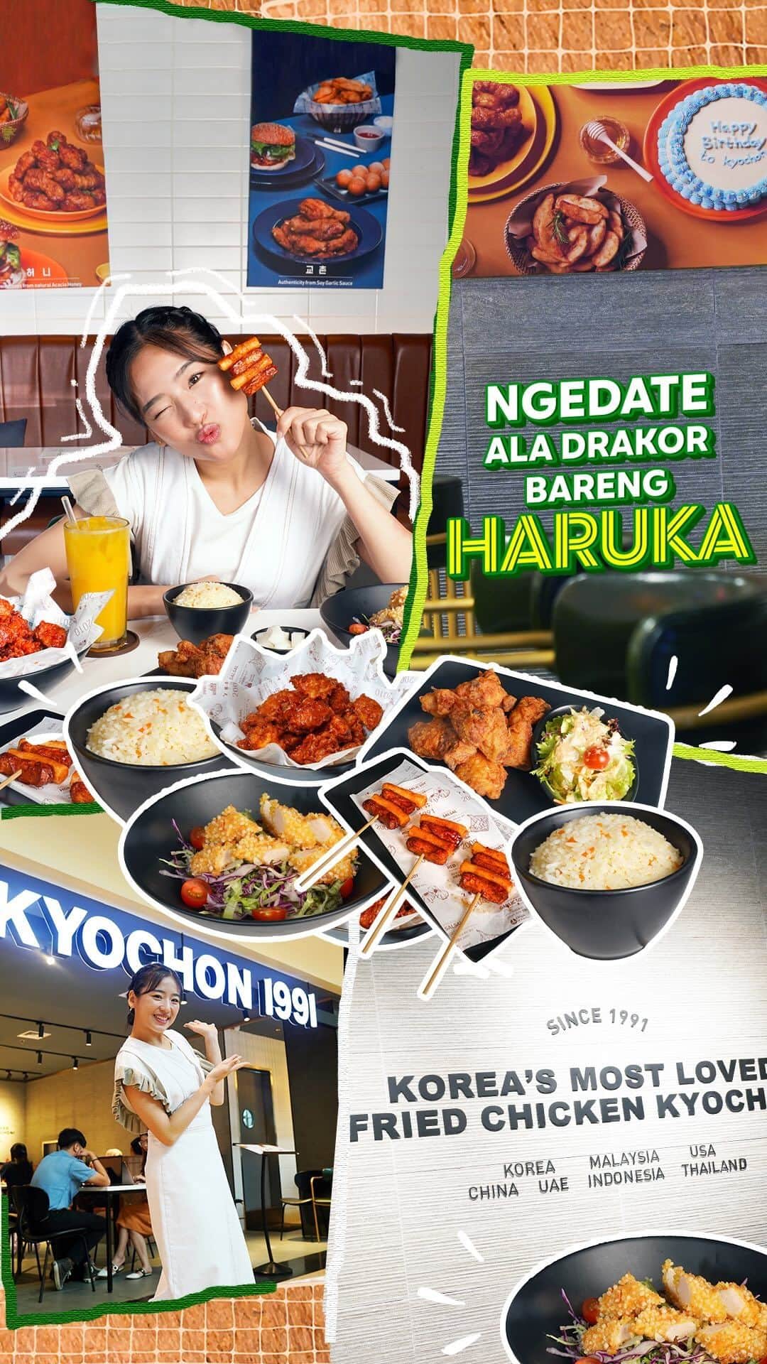 仲川遥香のインスタグラム：「Siapa mau nge-date bareng @haruuuu_chan?? 👀💚  Mending cobain dulu rekomendasi @kyochon_id 🍗 kesukaan Haruka pake voucher Dine-in GrabFood.   Nge-date bareng orang tersayang ga perlu puyeng bayarnya 💸, soalnya pasti hemat kalo beli voucher dulu sebelum berangkat. 😎  Cus, cek fitur Dine-in di GrabFood sekarang! 😘」