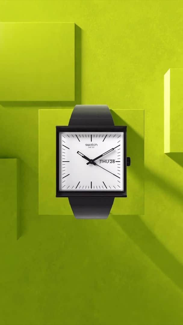 Swatchのインスタグラム：「Break the round mold in timeless black #SwatchWhatIF #SwatchBIOCERAMIC」