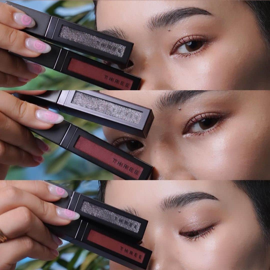 畠山千明さんのインスタグラム写真 - (畠山千明Instagram)「@threecosmetics  のニューシーズンアイテムでタッチアップしていただきました🍁  コッパーなシャドウに少しグレイッシュなラメを重ねて、マスカラは赤みのある感じに。 じわっと滲み出す色味と、立体感のあるメイクに感動してしまいました！ いつもなんとなく黒マスカラだったけど、色のあるマスカラに挑戦したくなりました💥 そしてとにかくラメが本当に上品で綺麗…！ ※わかりやすく手に持っているシャドウ2色が使用アイテムです  もう新作アイテムは予約が始まっているらしく、発売は8/9(水)〜のようです！  #SHADESOFLOVE_THREE  #ユナイテッドフルイドアイカラー #THREE_pr」8月4日 0時25分 - hatakeyama_chiaki