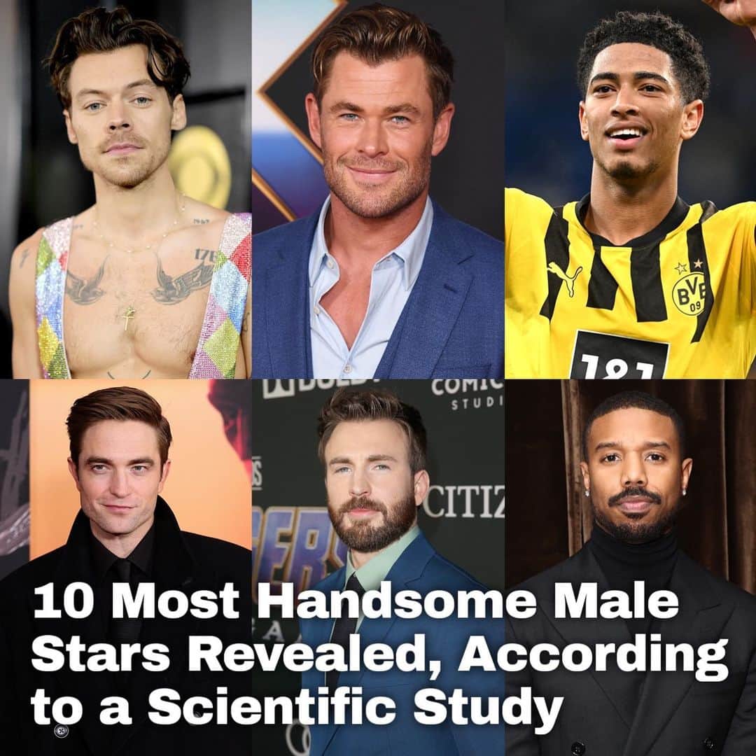 Just Jaredさんのインスタグラム写真 - (Just JaredInstagram)「The 10 hottest male celebrities have been revealed, according to a scientific study on facial features. According to the study, these 10 stars are as close to "physical perfection" as you can get! Tap this photo in the LINK IN BIO to see where these stars ranked in the top 10, and to see which super hot fan fave landed at number 1. (Hint: he's not pictured here.) Do you agree with the ranking!? #HarryStyles #ChrisHemsworth #JudeBellingham #RobertPattinson #ChrisEvans #MichaelBJordan Photos: Getty」8月4日 0時49分 - justjared