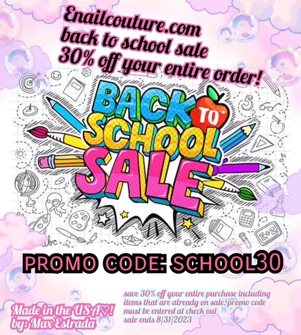 Max Estradaのインスタグラム：「Enailcouture.com back to school sale, save 30% off your entire purchase with promo code school30  Enailcouture.com shinee star glitter gel top coats, no wipe formula. Vegan,  Hypoallergenic and hema free.  Made in America 🇺🇸  Enailcouture.com  #nailartwow #gelpolish #nailsartvideos #nails #gelnails #nailart #notd #nailcolor #nailsalon #nailsalon #nailsvideotutorial #nailtech #nailsupply #nailsonfleek #fyp #nailsart」