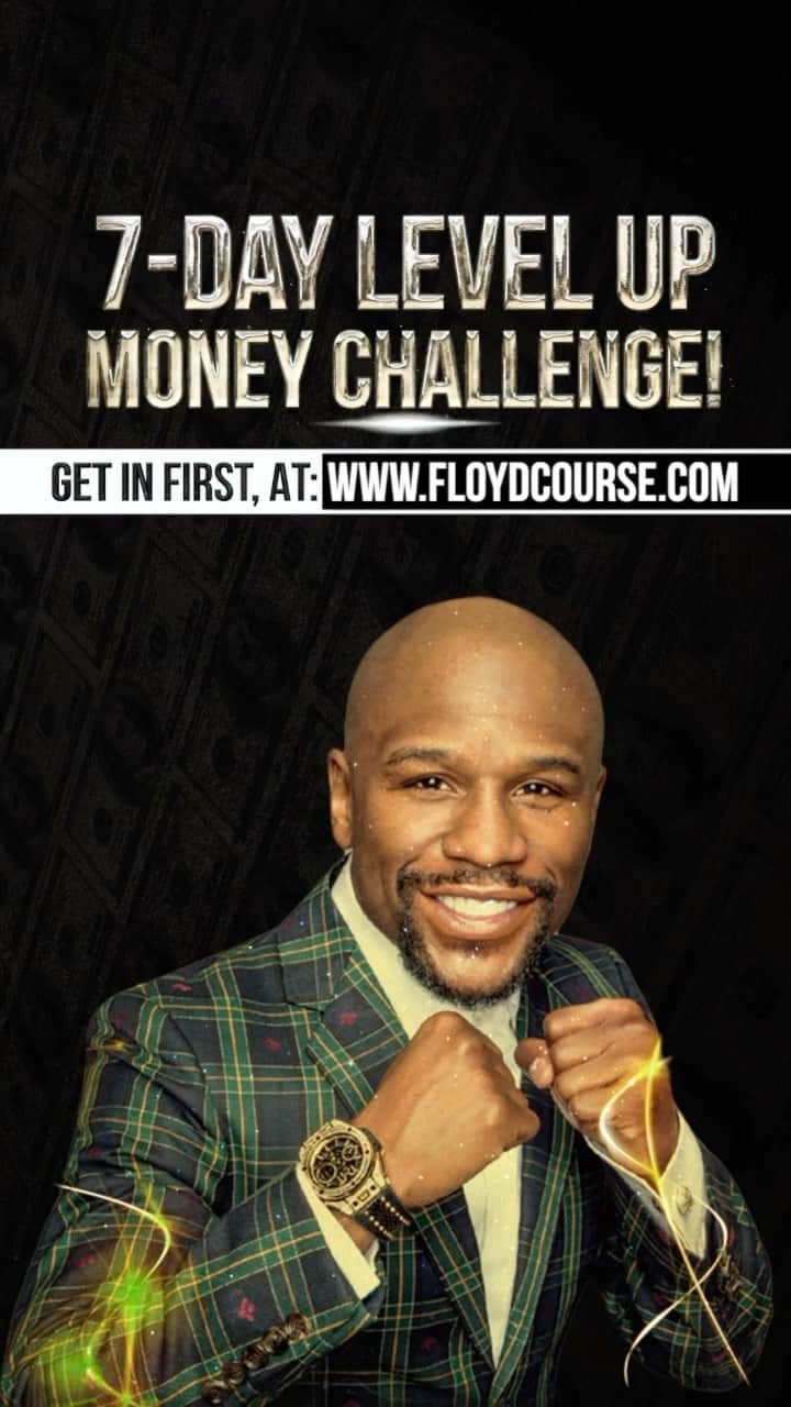 フロイド・メイウェザー・ジュニアのインスタグラム：「They call me “Money” Mayweather for a reason! Now, I’m ready to show you WHY and HOW. ⠀⠀⠀⠀⠀⠀⠀⠀ After six months of building, I’m finally revealing the mindset that made me a billionaire athlete, an unbeaten champ, and the first to build a billion-dollar boxing brand.  ⠀⠀⠀⠀⠀⠀⠀⠀ I’ve dominated the ring, played life by my own rules, and built a legacy that allows me to live exactly how I please. It wasn’t luck—it was strategy, mindset, and relentless hustle. ⠀⠀⠀⠀⠀⠀⠀⠀ I’ve kept the media guessing, but NOW, I’m peeling back the curtain and laying it all out.  ⠀⠀⠀⠀⠀⠀⠀⠀ INTRODUCING: The Level-Up Challenge! ⠀⠀⠀⠀⠀⠀⠀⠀ This is a rare, unprecedented opportunity for you to get an all-access pass inside my mind. Over seven hard-hitting days, I’ll share the invaluable lessons around MONEY, SUCCESS and WINNING! ⠀⠀⠀⠀⠀⠀⠀⠀ Remember: “This is what it takes to be UNSTOPPABLE” - Floyd Mayweather Jr. 💪 ⠀⠀⠀⠀⠀⠀⠀⠀ Don’t miss this. The 7-Day Level-Up Challenge drops TODAY! ⠀⠀⠀⠀⠀⠀⠀⠀ Head to www.FloydCourse.com NOW! ⠀⠀⠀⠀⠀⠀⠀⠀」