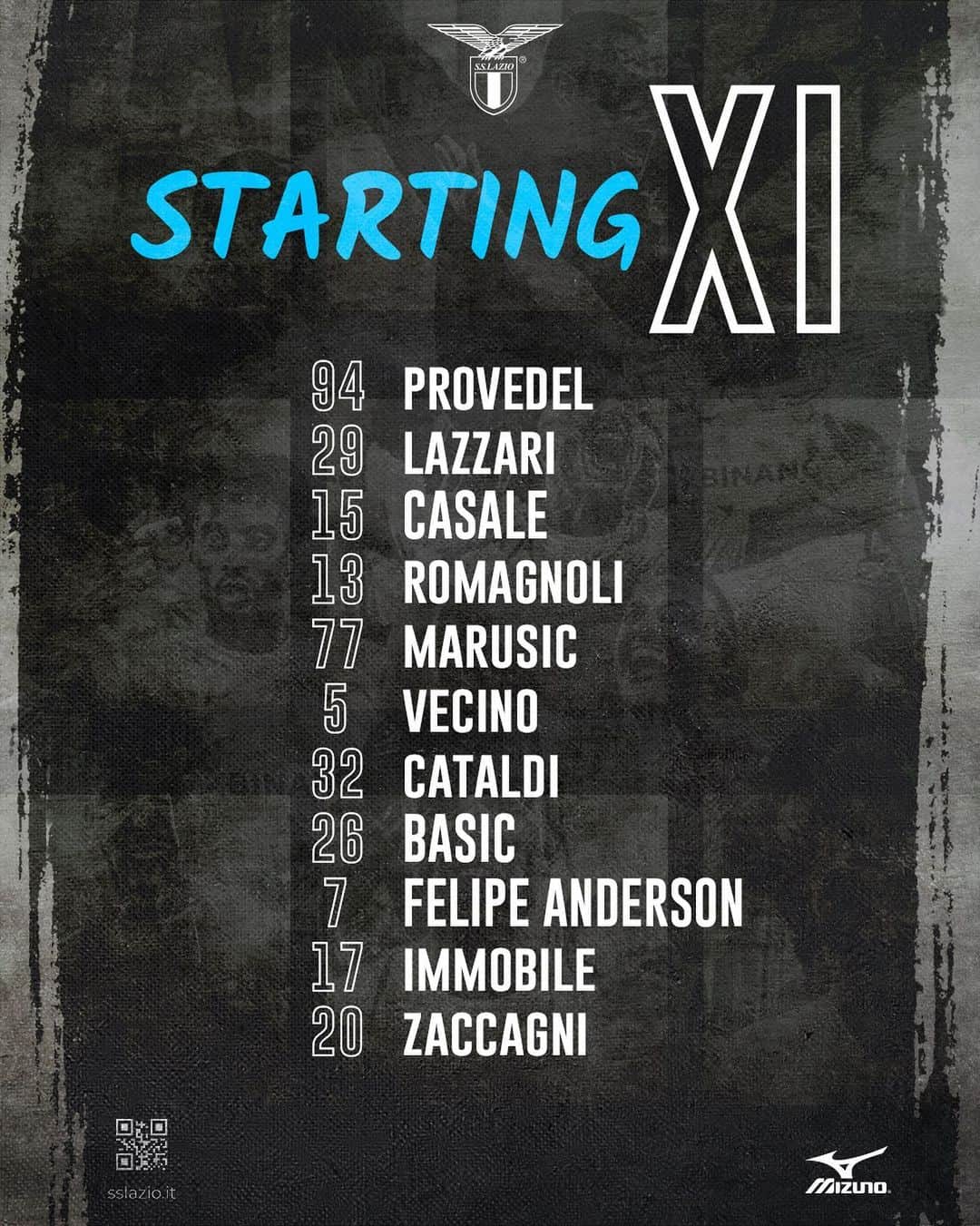 SSラツィオのインスタグラム：「📣 Our Starting XI  #CMonEagles 🦅」