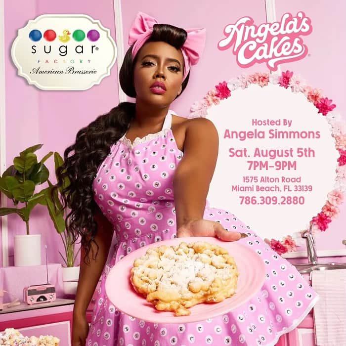 Angela Simmonsさんのインスタグラム写真 - (Angela SimmonsInstagram)「Launch Alert! Come Celebrate with us this weekend starting tomorrow! Be sure to make your reservation and book a table @thesugarfactory and experience Angela’s Cakes!   We are bringing our signature vegan funnel cakes to a few lucky Sugar Factory spots! Swipe to see locations @thesugarfactory @sugarfactoryatlanta @sugarfactorymiamibeach @sugarfactorytimesquare   #AngelaSimmons #VeganFunnelCake #Angelascakes #eatangelascakes #sugarfactory」8月4日 2時57分 - angelasimmons