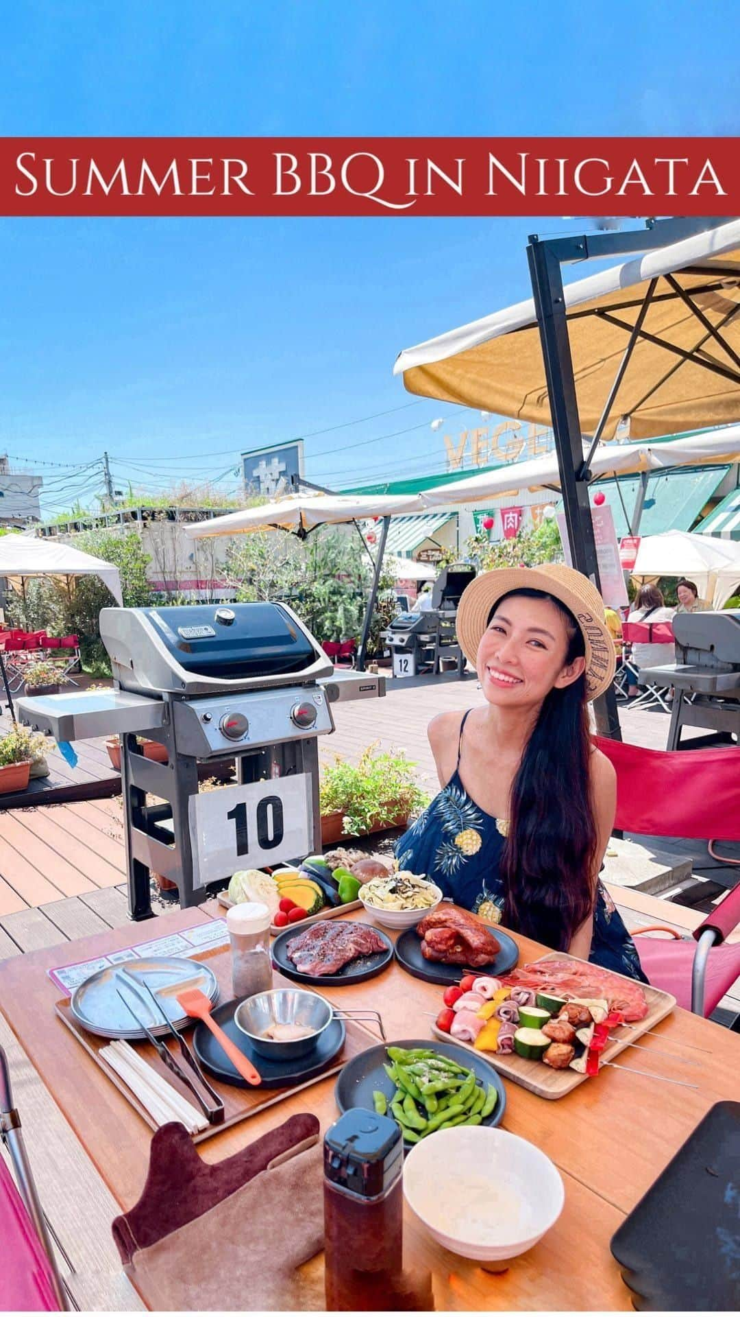 のインスタグラム：「BBQ in Niigata City!🥓🍖🍗  Barbecue is such a summer thing to do in Niigata! Come to Pier Bandai, a market popular for both locals and tourist in Niigata City and book your BBQ at Pecan Terrace! You can either order their BBQ set or purchase your fav meat and seafood at the markets.  Not to mention there’s also a super popular sushi shop and cafes for desserts too!  This concludes our 3-day trip to Sado Island and Niigata City! Before going home, there are tons of souvenirs to buy at Niigata Station, I’d suggest checking out Ponsukan for some 🍶&🍙, and try Yasuda Yogurt made in Niigata!  Other than winter activities, I hope this gives you some inspirations to visit the snowy prefecture in summer time because there’s so much to do, too!  📍Niigata City」