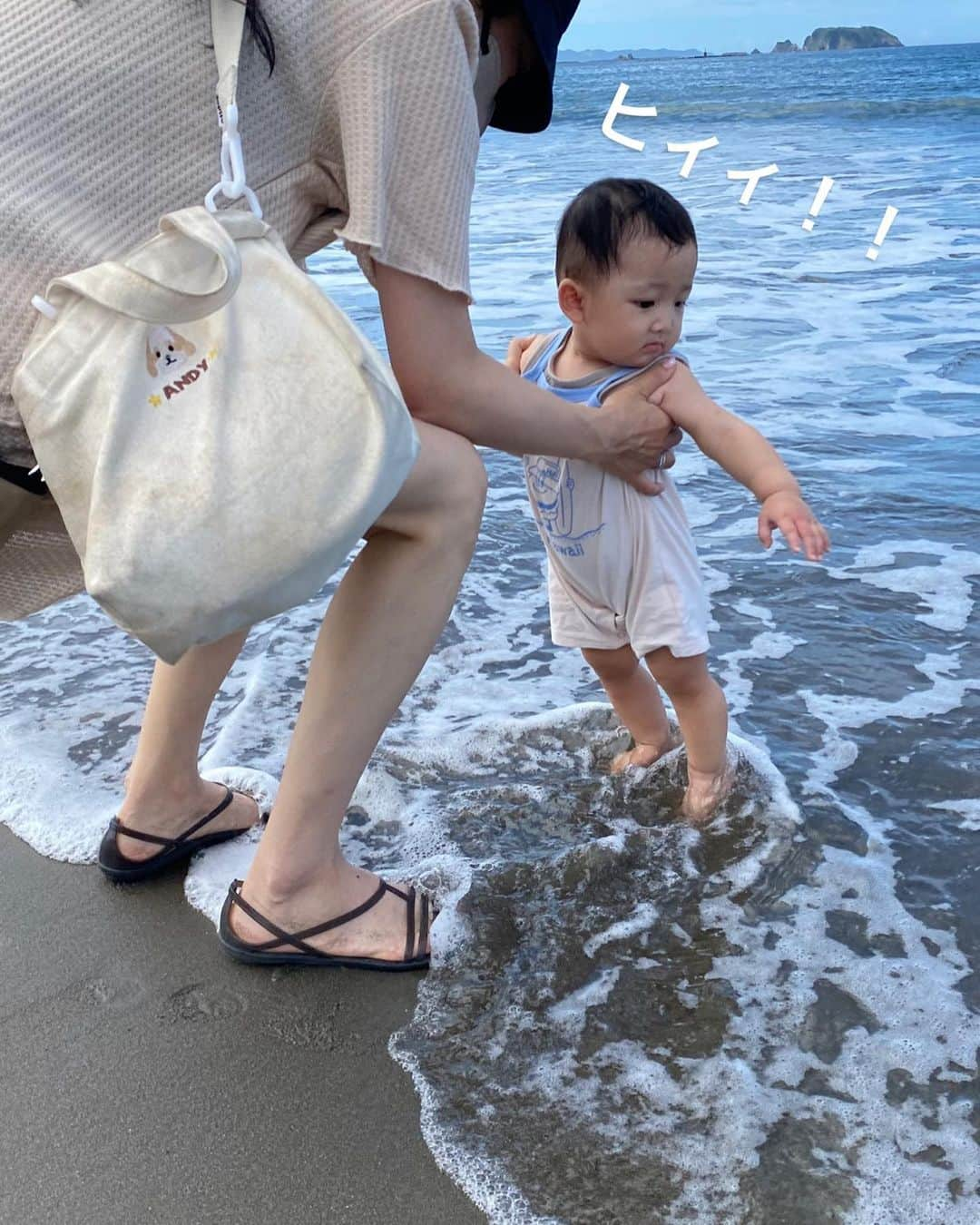 宮原幸恵さんのインスタグラム写真 - (宮原幸恵Instagram)「うーみーっ👶🏻🐶🌊  見事に反応が 正反対だったふたり。笑  モチモチはじめての砂浜に わけがわからずフリーズ状態😂💦  足の裏の不思議な感覚に 片足あげたり 爪先立ちをしたり… 困惑してました😂💦  朝早起きだったから眠かったのと 晴れてて眩しかったのもあって ずーっとしかめっつら🤨笑  可愛い🤣🤣  でも普段あんだけアクティブガールなら 海好きだと思うんだよなぁ🤔🛟  また来年リベンジしてみようね❤️  あんちゃんはもう大喜び テンション爆上げ 大ハッスルでした🤣🤣🤣  砂浜走るのが気持ちいいのか ひらけた景色が心地いいのか 海はとっても好きみたい🐶♪  そのうちふたりで 走り回る日が来るのかな🤭❤️  #モフモフとモチモチ #モフモフとモチモチの夏休み」8月4日 16時31分 - yu.ki.0117