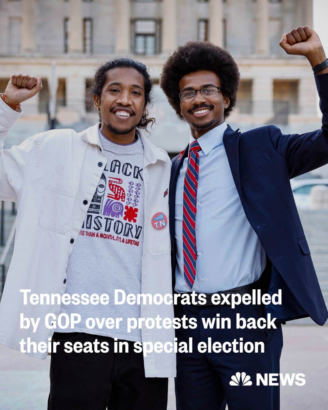 NBC Newsさんのインスタグラム写真 - (NBC NewsInstagram)「BREAKING: The two Democratic state representatives in Tennessee who were expelled by Republicans in April for protesting in support of gun safety on the chamber floor have won special elections to serve the remainder of their terms.   Click the link in our bio to read more.」8月4日 10時36分 - nbcnews