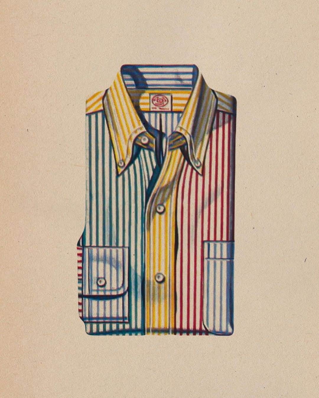 のインスタグラム：「‘FUN’ FACT: Did you know Brooks Brothers invented the Fun Shirt back in the 70s? While perfecting their sewing, Brooks Brothers tailors would frequently make shirts out of leftover, contrast fabrics. As fate would have it, one of our executives saw the shirts in progress, immediately declaring them "some fun shirts!" Production commenced and the rest is American fashion history. Brooks Brothers: Breaking molds since 1818.」