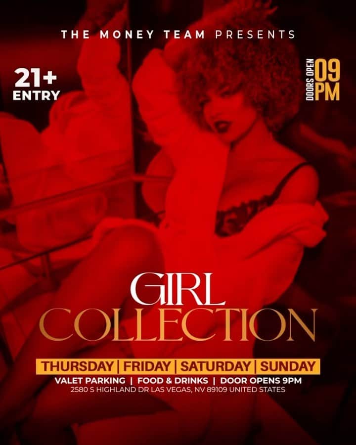 フロイド・メイウェザー・ジュニアのインスタグラム：「GIRL COLLECTION IS THE PLACE TO BE IN VEGAS ALL WEEKEND LONG  DOOR OPENS @ 9:00pm   •THURSDAY •FRIDAY •SATURDAY •SUNDAY  Must be 21 To Enter.  Ladies are welcome with or without male companion.  Come party at the best most luxurious venue in Las Vegas “Girl Collection”  GIRL COLLECTION 2580 S Highland Dr Las Vegas, NV 89109 1 -(844) 447-5758  #GirlCollection  @girl.collection_lv」