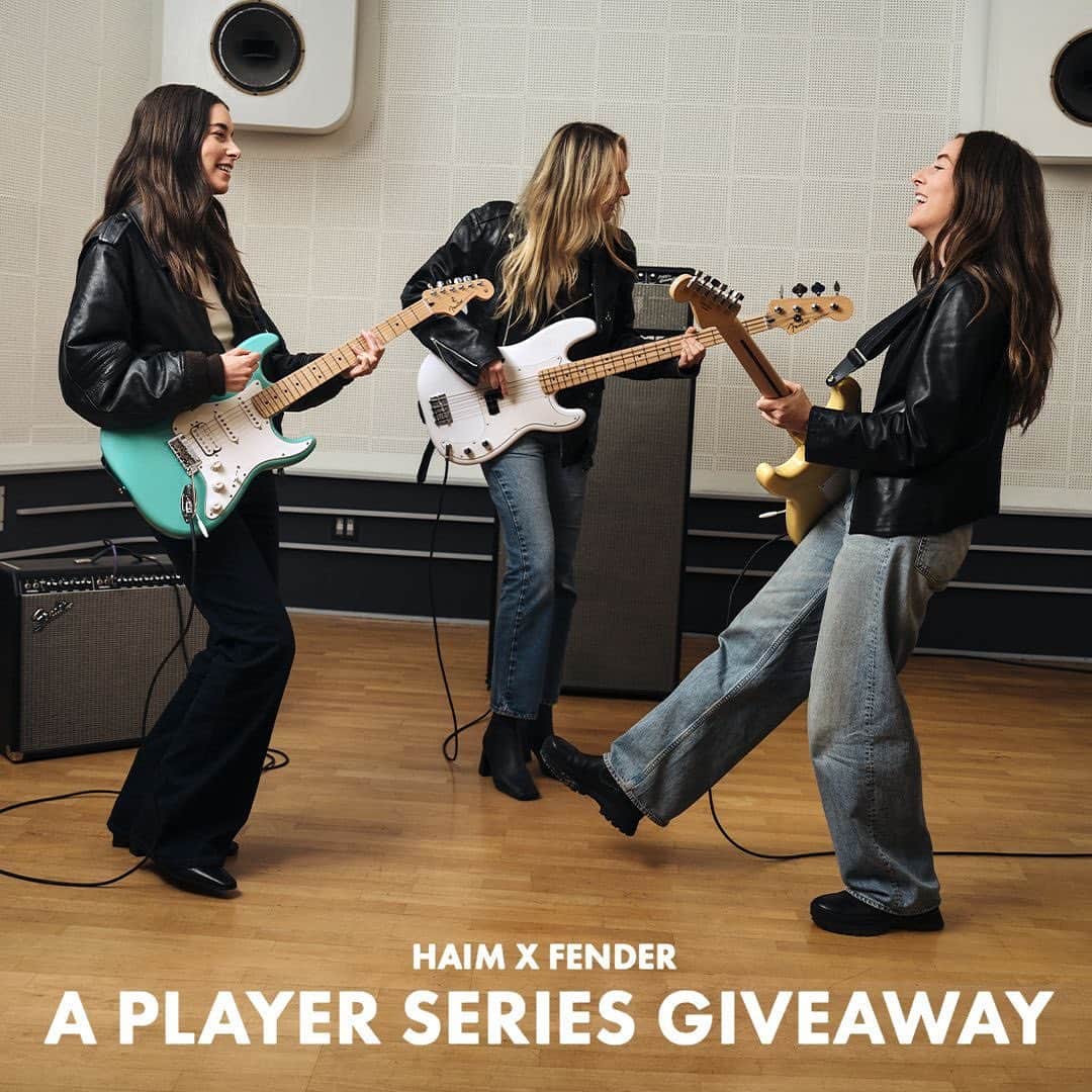 Fender Guitarのインスタグラム：「It's your last chance to win a Player Series guitar from our giveaway with @haimtheband! For a chance to win a Player Series Guitar: - Follow Fender - Like this post - Tag two friends you’d start a band with in this post's comments Sweepstakes closes 8/6/2023  NO PURCHASE NECESSARY. 50 U.S. (D.C.) 18+. Ends 8/6/23. See Rules in Bio for how to enter & all details. Void where prohibited.」