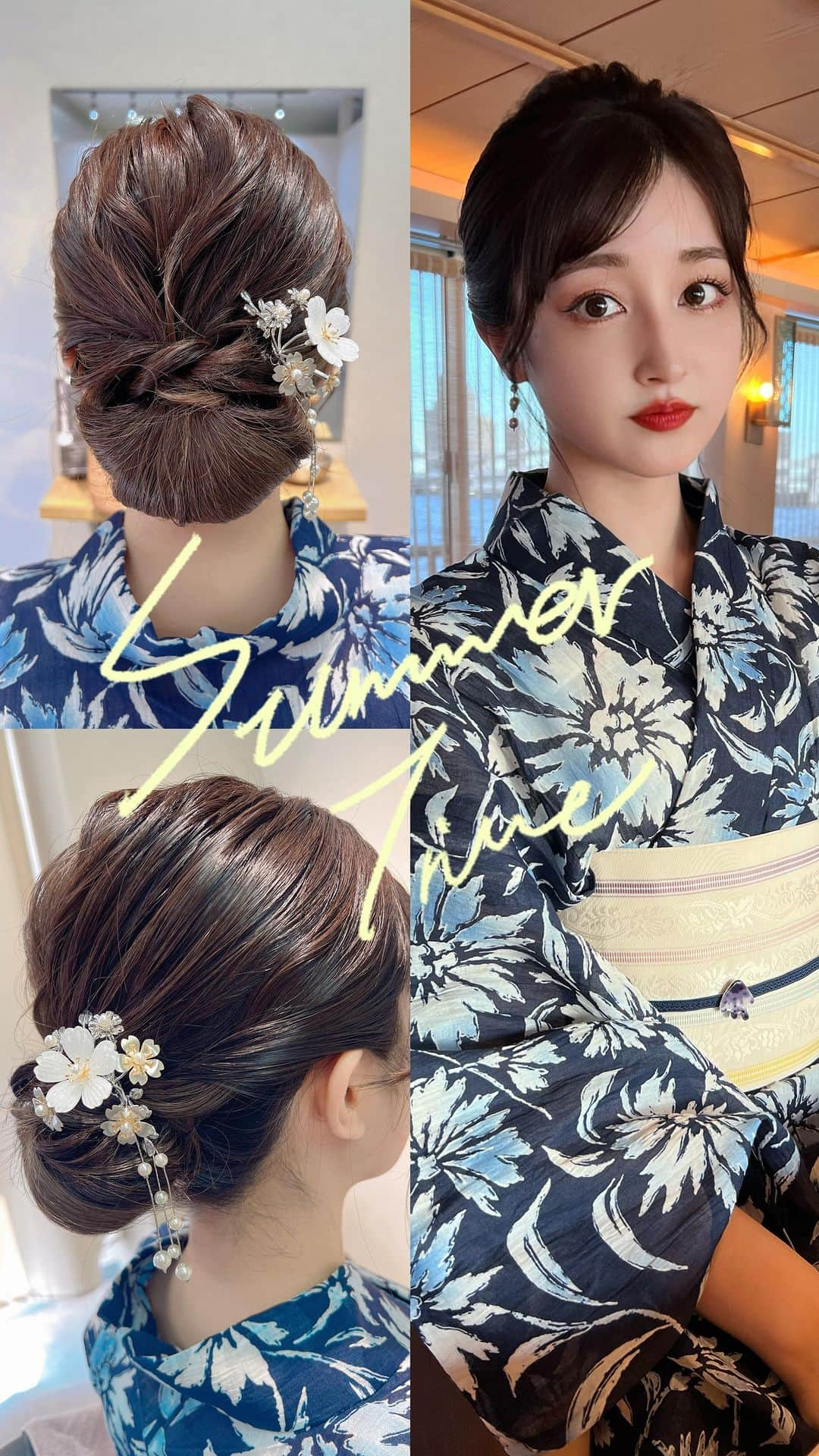 新希咲乃のインスタグラム：「浴衣のヘアメイクから撮ってみた🏮👘🎆ヘアの質問多かったから動画撮ってて良かった！1番の大好物のお寿司食べて幸せだった日のミニVlog 友達のお誕生日もお祝いできて良かった🥰   #reels  #リール動画  #新希咲乃  #夏休み  #屋形船  #浴衣  #浴衣ヘアアレンジ  #浴衣ヘア  #寿司  #鮨尚充  #浴衣女子」