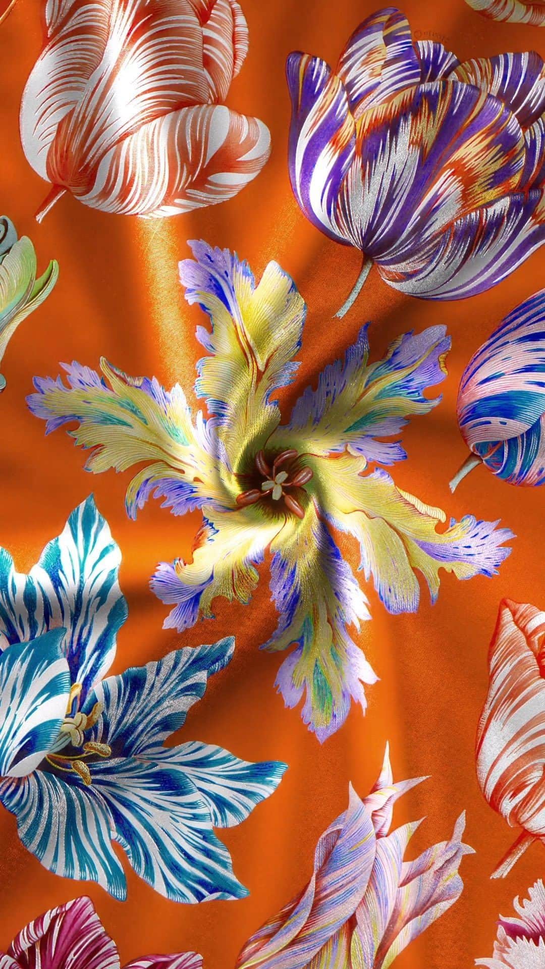 エルメスのインスタグラム：「Hyperreal blooms 🌷 Inspired by the Tulipomanie carré, imagined by @wangsoderstrom   #InBloom​ #TulipomanieCarré​ #Hermes」