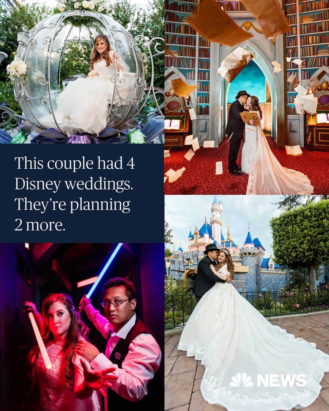 NBC Newsさんのインスタグラム写真 - (NBC NewsInstagram)「As a little girl, Shellie never dreamed of having a big, beautiful wedding — let alone four. But after she and her husband got married at Disneyland Resort in 2016, they’ve returned three times for extravagant vow renewal parties that include new dresses, new themes and new receptions. And she is planning at least two more “Disney weddings” in the future.   “Once you have a Disney wedding, you’re just addicted and you want another one,” she said.   Read more at the link in bio.  📷️ Jenna Henderson/White Rabbit Photo Boutique, Courtesy The Serial Bride」8月5日 2時33分 - nbcnews