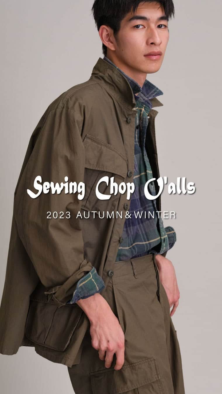 のインスタグラム：「⁡ 【2023 AUTUMN & WINTER】 ⁡ ⁡ ⁡ Sewing Chop O’alls LOOK. ⁡ ⁡ ⁡ ⁡ ⁡ ⁡ ⁡ ⁡ #johnbull #johnbullprivatelabo #Sewing Chop O’alls #ジョンブル  #ミリタリー」