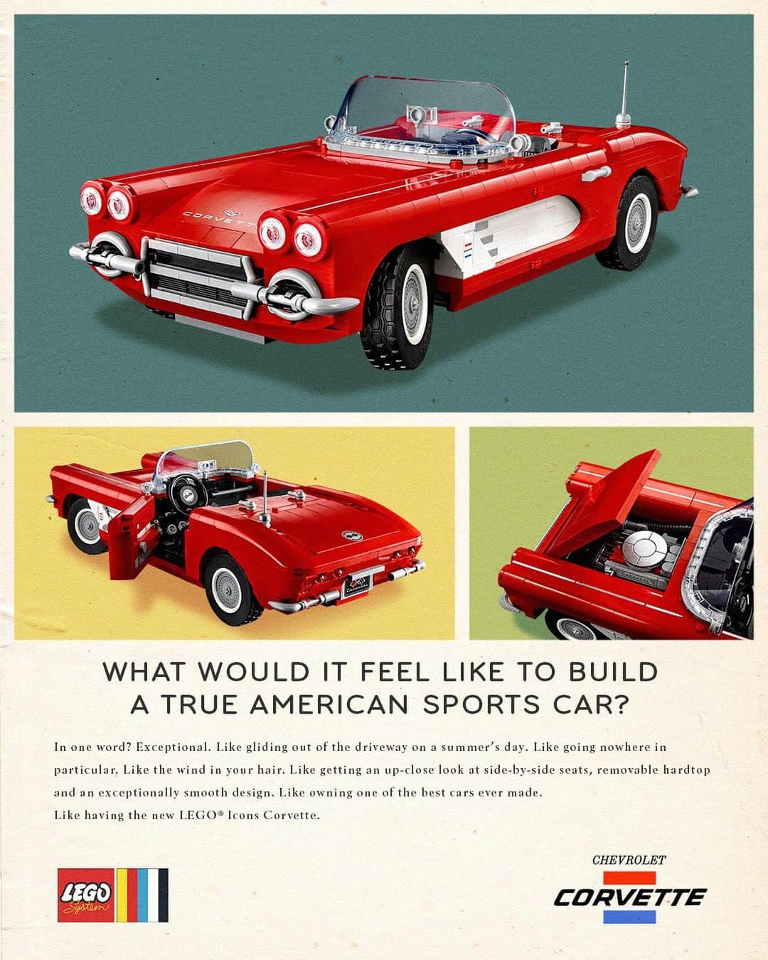 Corvetteのインスタグラム：「An iconic American car could be rolling up to a shelf near you… This, is the new LEGO Icons @corvette    #Corvette」
