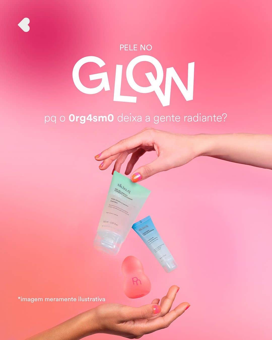 quem disse, berenice?のインスタグラム：「Se vc anda se perguntando de onde vem o glow pós-orgasmo, esse post é pra vc. vem que eu te conto tudo! #GlowDo0rg4sm0  *confira regulamento no site.  #PraTodosVerem: o post é um carrossel. Na tela 1, o fundo é rosa com duas mãos e no meio como se estivessem flutuando, os produtos Gel de Limpeza Facial Combate Oleosidade e o Hidratante Toda Regenerada e o texto: "Pele no Glow // Porque o 0rg4sm0 deixa a gente radiante?". Na tela 2, o fundo é rosa com o hidratante sendo apertado, saindo seu creme e o texto: "O 0rg4asm0 que dá o glow pré-make que sua pele precisa". Na tela 3, o fundo é rosa e temos o Sponge Bullet com o texto: "Quando maior o fluxo sanguíneo, maior a oxigenação da pele. E isso significa uma maior produção de colágeno. tudo!". Na tela 4, o fundo é rosa e temos o pincel do gloss com ele escorrendo no aplicador e o texto: "Ou seja: seu nécessaire de make precisa de mais vibração!". Todas as telas tem a observação "imagem meramente ilustrativa". Fim da descrição.」