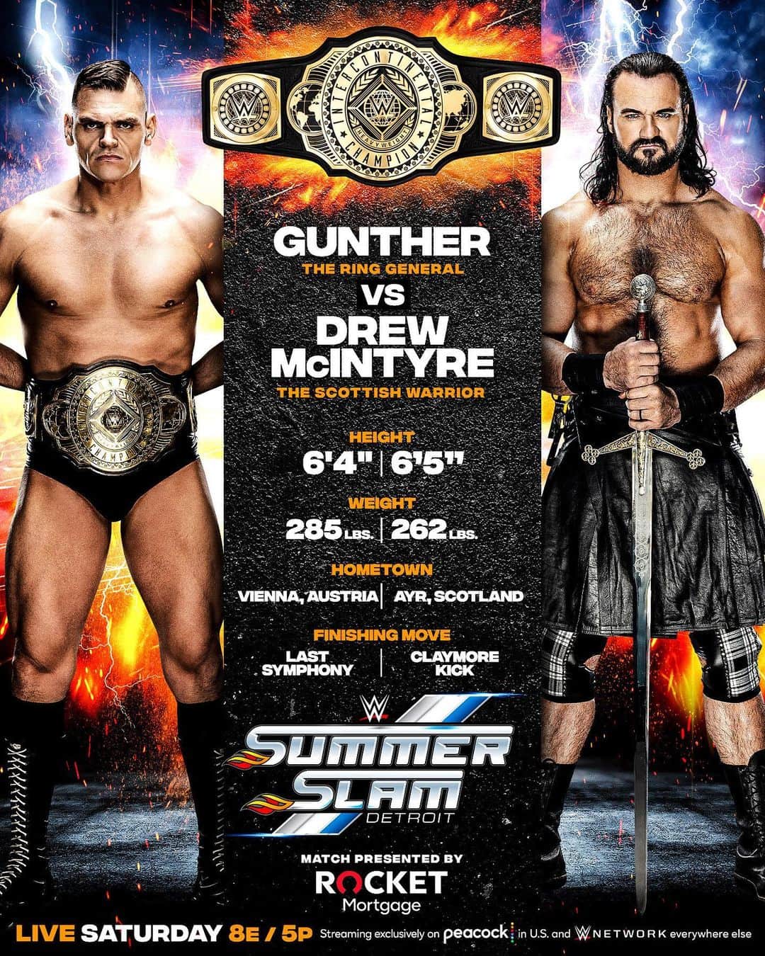 WWEのインスタグラム：「Here is the Tale of the Tape for tomorrow’s Intercontinental Championship presented by @rocketmortgage 👀 #SummerSlam」