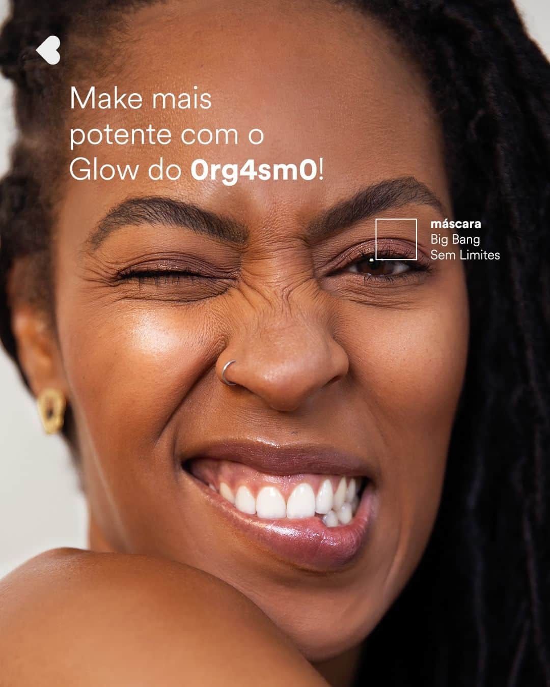 quem disse, berenice?のインスタグラム：「make prontíssima e iluminada! e vc sabe como a @polarissaisis preparou a pele antes da make pra chegar nesse glow? o primeiro passo é o 0rg4sm0, que aumenta a oxigenação da pele trazendo mais brilho e viço. bora ficar no #Glowdo0rg4sm0?   #PraTodosVerem: o post é único com a foto de uma mulher maquiada mordendo o canto da boca com o texto: "mais mais potente com o glow do 0rg4asm0". E um quadrado está em cima do seu olho como se fosse puxando uma referência de cor e o texto: "Máscara Big Bang Sem Limites". Fim da descrição.」