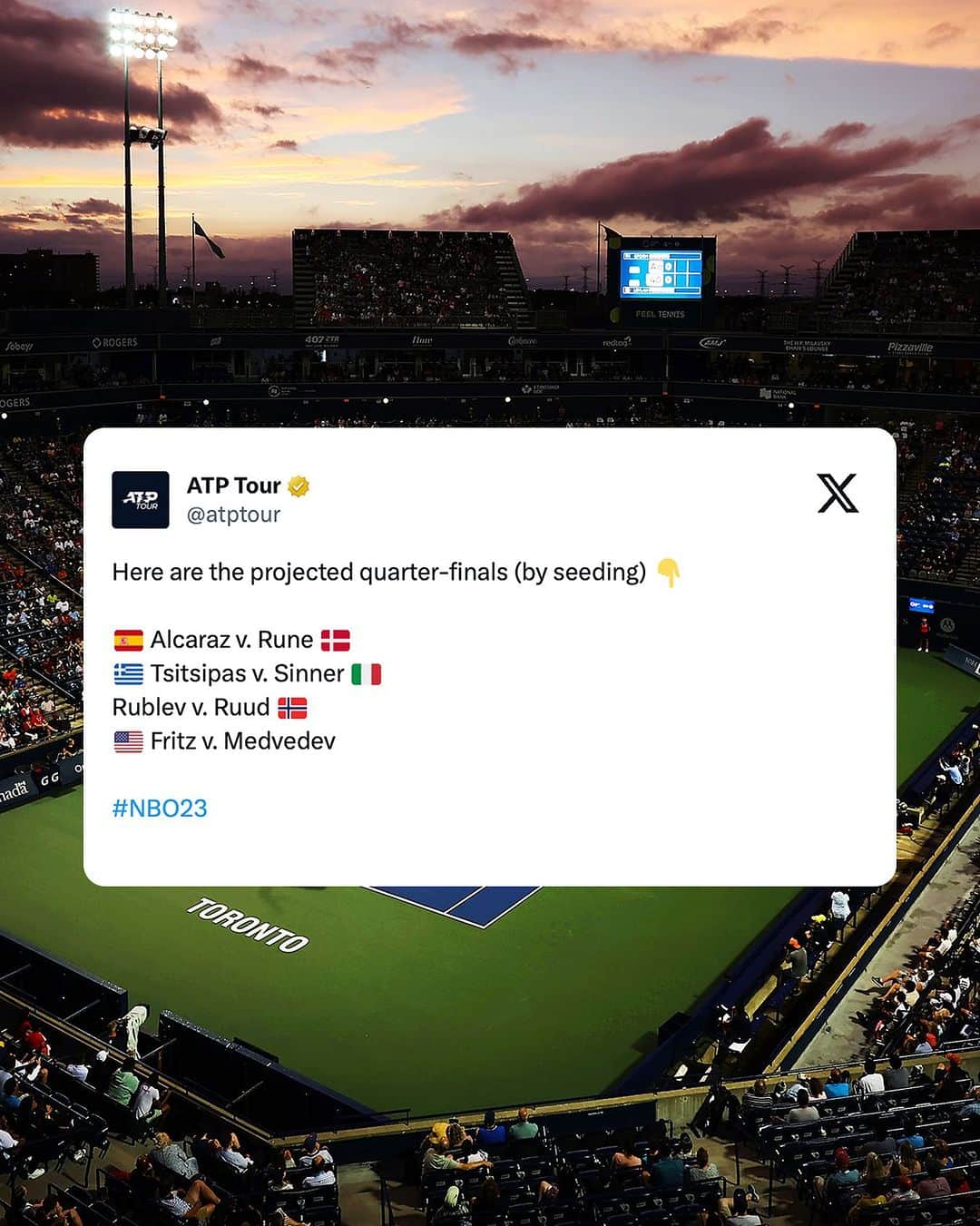 ATP World Tourさんのインスタグラム写真 - (ATP World TourInstagram)「It’s prediction time 👇  🏆 winner…..? 🙌 best potential match…..?  @nbotoronto | #NBO23」8月5日 6時47分 - atptour