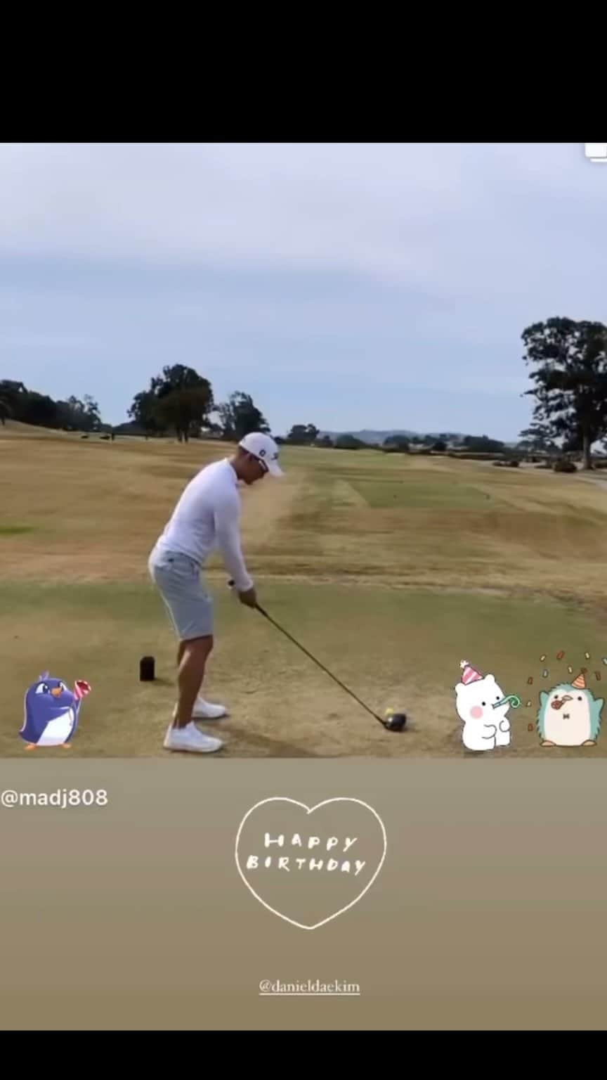 ダニエル・デイ・キムのインスタグラム：「My wife posted this earlier for my birthday and I thought it was kinda perfect. Cuz seeing my golf swing is a lot like how I see my life. It’s far from perfect. I see plenty of things I’d like to work on, but I’m glad I’ve got some of the basics down and that I’m generally heading in the direction I’d like to go. Above all, I’m just happy to be out here in the first place. :) Thanks to all of you who took time out to send birthday wishes. I’m sure you wonder if people like me ever see them on instagram, but I assure you that if you tagged me I did, and I’m grateful.  Here’s to another year around the sun. Thanks for joining me on the journey.  #birthdayreflections」