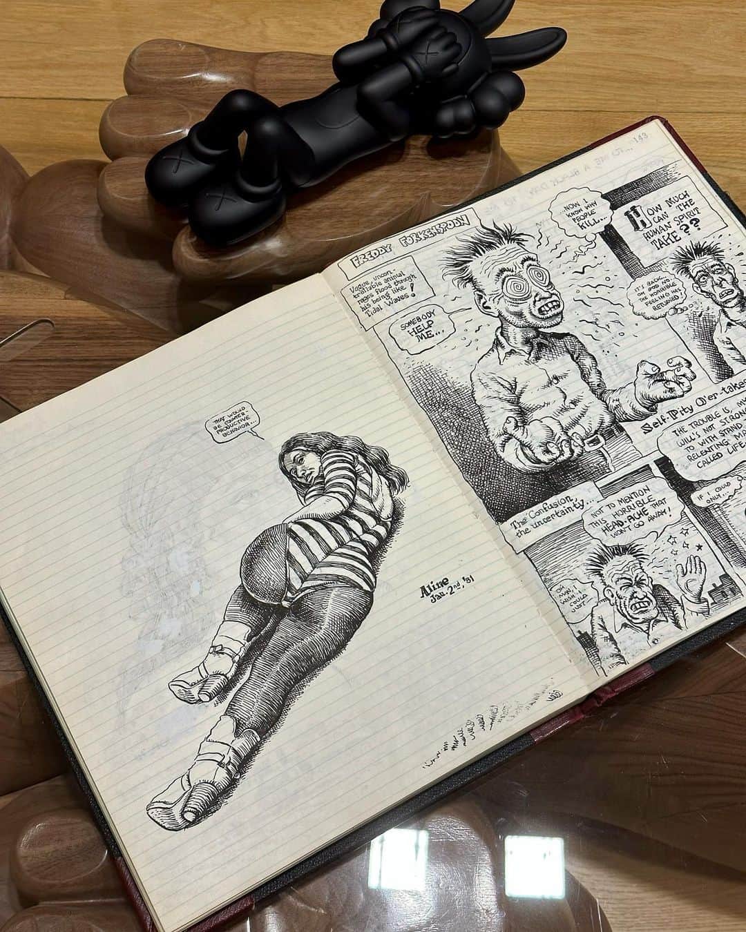 KAWSONEさんのインスタグラム写真 - (KAWSONEInstagram)「Good Morning… Robert Crumb late 70’s, early 80’s sketchbook drawings of Aline Kominsky-Crumb RIP. #robertcrumb #alinekominskycrumb ❤️」8月5日 20時16分 - kaws