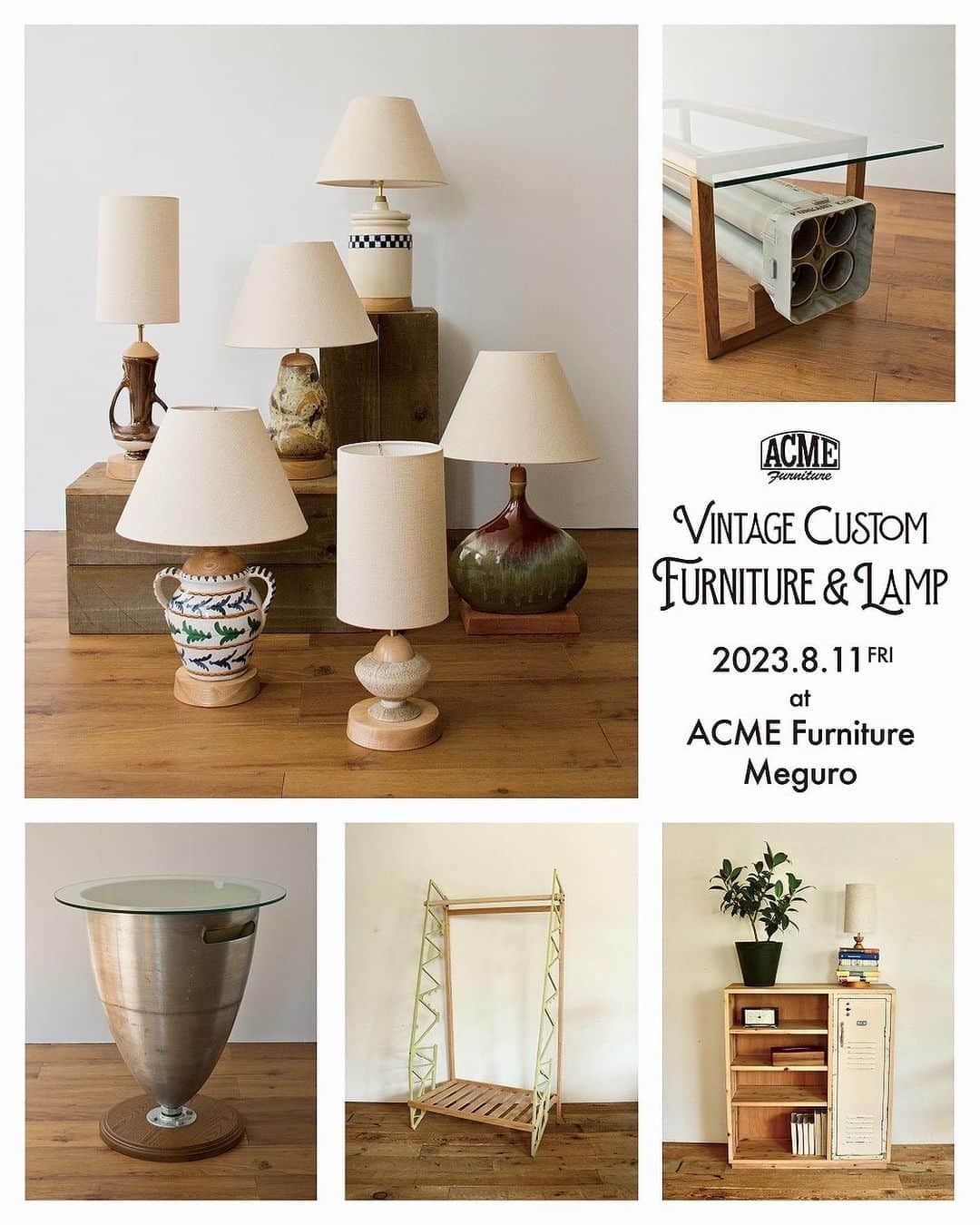 ACME Furnitureさんのインスタグラム写真 - (ACME FurnitureInstagram)「【VINTAGE CUSTOM FURNITURE&LAMP】 at ACME Furniture MEGURO   2023.08.11(Fri)~  ヴィンテージポッタリーをカスタムしたテーブルランプをはじめ、ACME Furniture らしいプロダクトが多数入荷します。  どれも1点ものですのでぜひこの機会にご来店くださいませ。  Contact:ACME Furniture MEGURO St. TEL:03-5720-1071 Email:acme-jsf@baycrews.co.jp」8月5日 18時53分 - acme_furniture