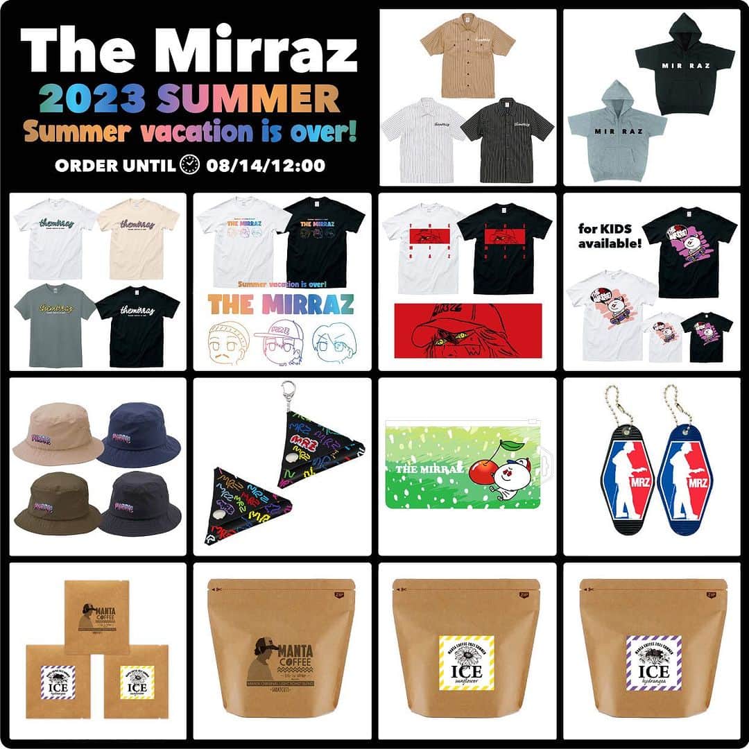 The mirrazのインスタグラム：「ミイラズの夏グッズ予約始まりました。どれもお気に入りのグッズ！よろしくお願いします！日本勝った〜。明日から毎日サッカー見れる嬉しい〜。」