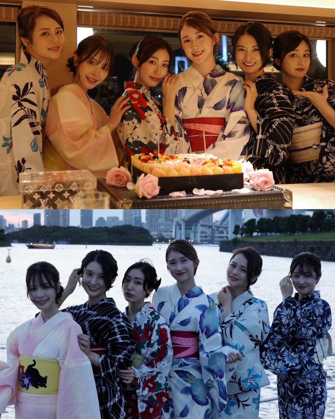 繭さんのインスタグラム写真 - (繭Instagram)「ㅤㅤㅤ ㅤㅤㅤ 今年初浴衣👘✨ 数年ぶりに新しい浴衣を買いました♡ 黒の絞り浴衣、年を重ねながら大切に着たいです😌 ㅤㅤㅤ この日はみんなで浴衣を着て屋形船☺️ それぞれの個性が出ててみんな可愛かった〜！👏🏻💕 @teradamiko と @erin_no_insta_desu の お誕生日もお祝いしました🌹 今年の夏はもう大満足って言えるぐらい素敵な思い出🍣  #浴衣 #2023浴衣 #浴衣女子 #屋形船 #鮨尚充 #followme #followmejp #followjp」8月5日 21時52分 - mayumayu1008