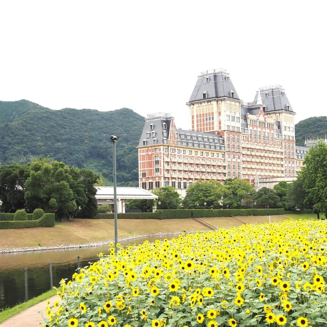 Kuboi Ayumiさんのインスタグラム写真 - (Kuboi AyumiInstagram)「日本一広いテーマパーク・ハウステンボス。  入るとひまわりがたくさん咲いていました。 風車を背景に広がるひまわり畑なんて、ヨーロッパ旅行をしているみたい♡  ひまわりの花冠がかわいすぎて、姉妹でおそろいにしました。  ■ ハウステンボス 〒859-3292　 長崎県佐世保市ハウステンボス町１-１  ○+●+○+●+○+●+○+●+○+●+○+●+○+●  @himekagami　←check♡  おうちごはん が楽しくなるお取り寄せグルメ や 簡単＆時短ごはん、育児情報など発信中！ 投稿が気に入ったら保存&フォローしていただけるとうれしいです。 いつもありがとうございます(^^)  ○+●+○+●+○+●+○+●+○+●+○+●+○+●  #ハウステンボス #HuisTenBosch #夏のフォトコンテスト #ひまわり #佐世保 #sasebo #佐世保旅行 #長崎 #nagasaki #長崎旅行 #長崎観光 #九州 #kyusyu #九州旅行 #九州観光 #テーマパーク」8月5日 22時13分 - himekagami