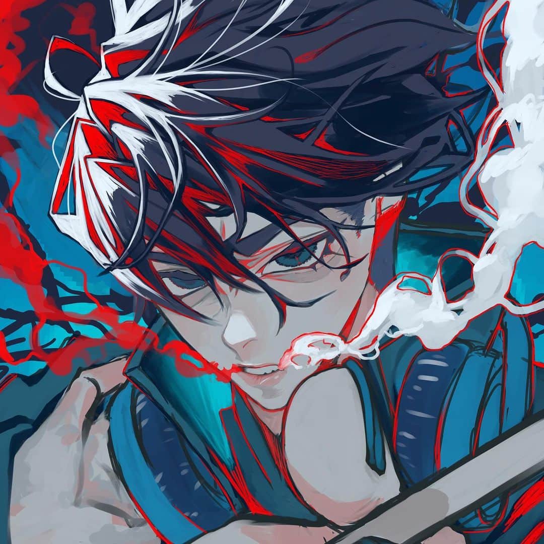 世津田スンのインスタグラム：「❄️🔥🚬  🔵#イラスト#アート#絵#画#イラストレーター#デザイン#イラストグラム#創作#絵描きさんと繋がりたい#人物画#ファッションイラスト#illustration#illustrator#art#design#drawing#artist#painting#artwork#sketch」