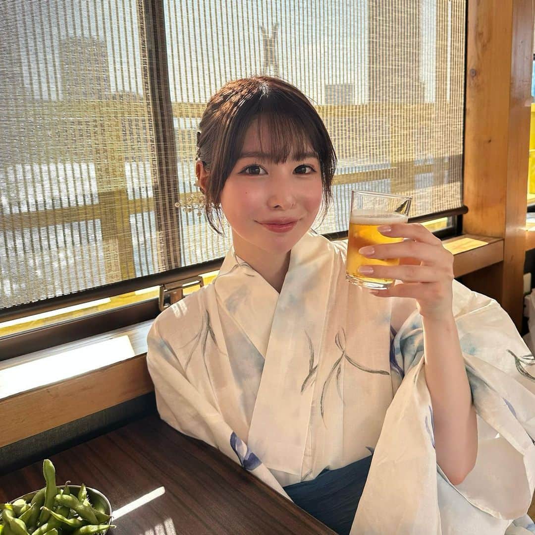 akariのインスタグラム：「屋形船🚢💨 ことし初浴衣でした︎︎^_ｰ ☆」