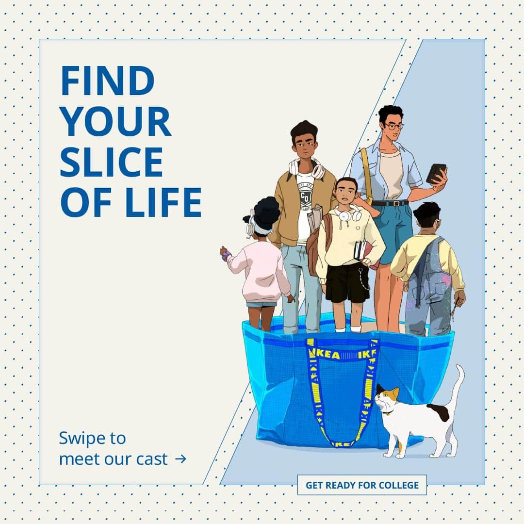 IKEA USAのインスタグラム：「Move-in day is almost here! Swipe to get to know Rita, Jed, Darren and Luna a little better as they settle into college life, Find inspiration for the semester at the link in bio. #IKEAsliceoflife」