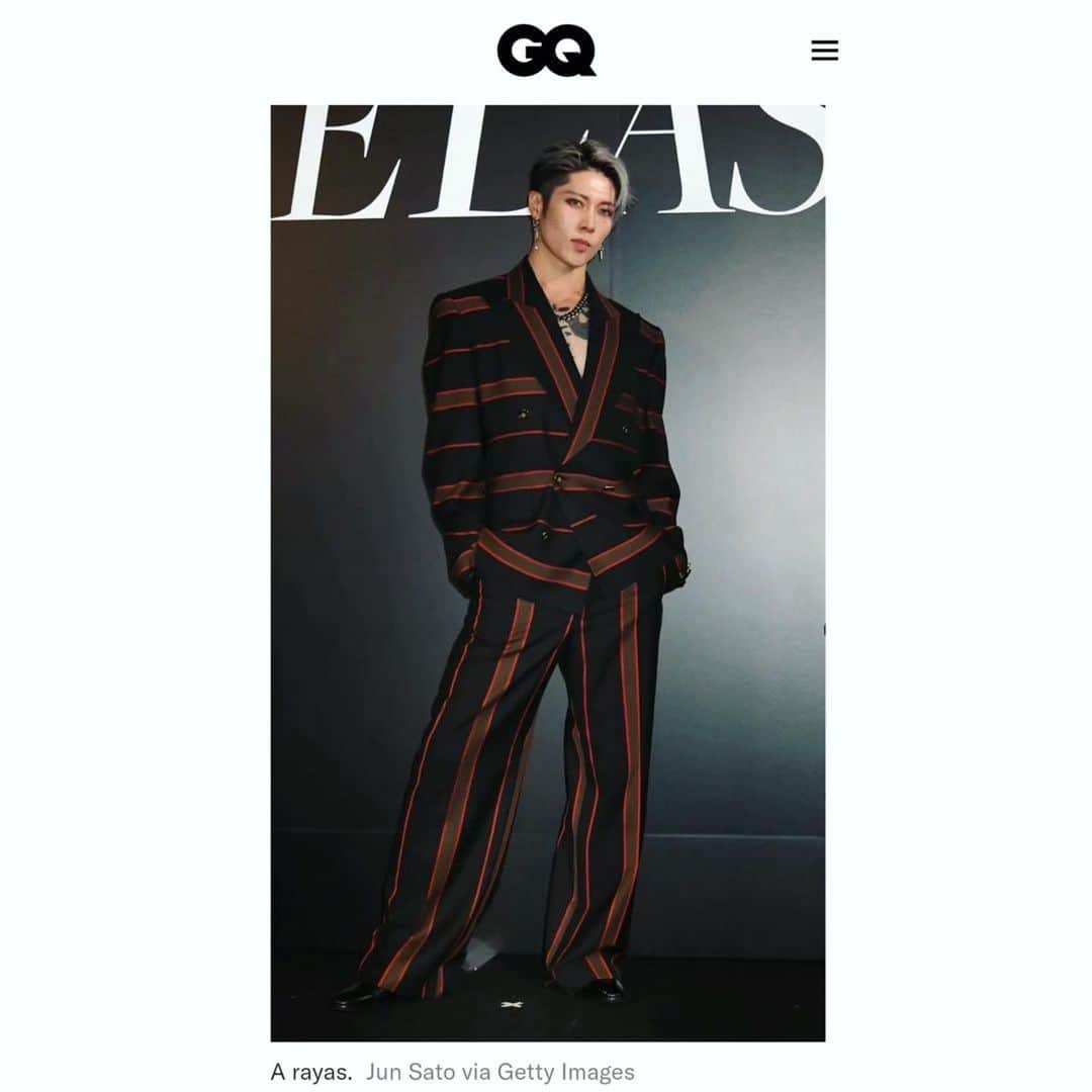 雅-MIYAVI-のインスタグラム：「Forever Love  @viviennewestwood   いつもありがとうございます  🪐  #Repost @junsatophoto ・・・ <GQ Mexico> 4 de agosto de 2023 Los hombres mejor vestidos de la semana (1 - 5 de agosto)  Los estilos más increíbles, solucionados por nuestros héroes del cine, la televisión, la música y la cultura pop.  Miyavi Stripes formales Las líneas en la sastrería volvieron. Y si bien las rayas diplomáticas son un acierto ultraelegante, una alternativa más gruesa y audaz no debe ser desestimada. Como siempre, Miyavi siendo de los hombres mejor vestidos en todo el orbe.  📷️ @junsatophoto  #MIYAVI #BestDresser」