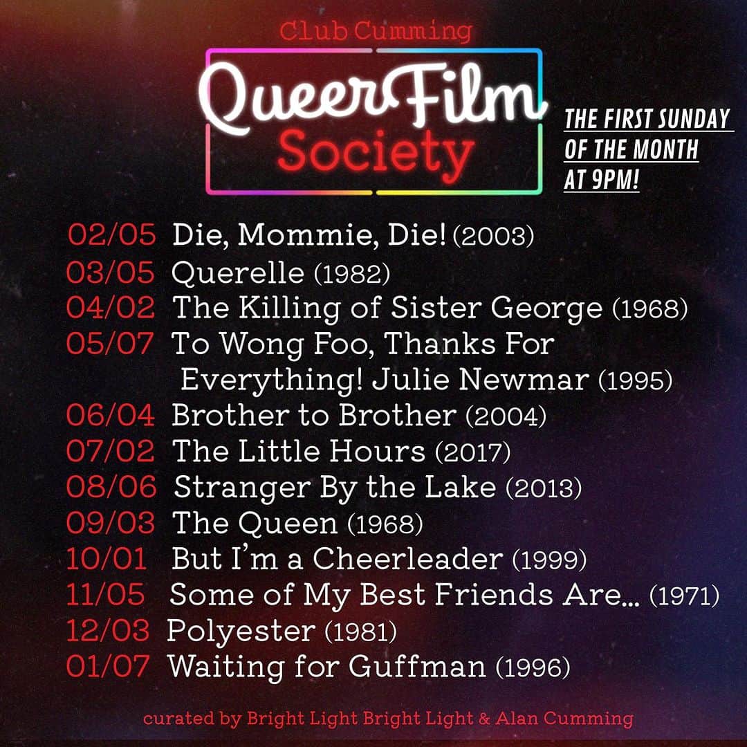 アラン・カミングさんのインスタグラム写真 - (アラン・カミングInstagram)「Tomorrow at @clubcumming join the Queer Film Society for a free screening of this incredible movie.」8月6日 2時44分 - alancummingreally