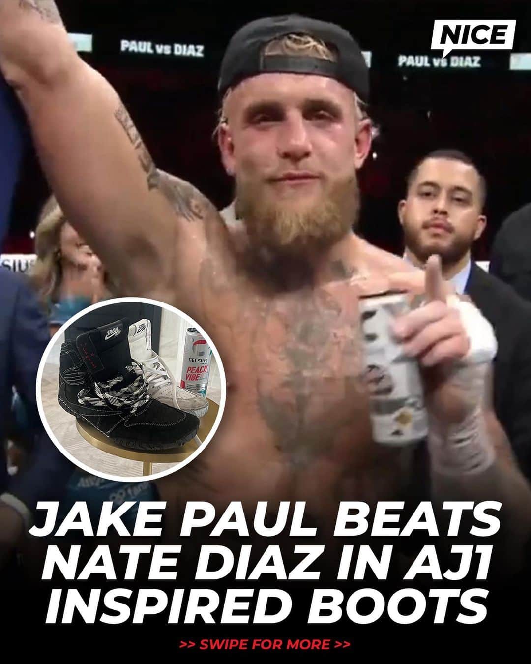 Nice Kicksさんのインスタグラム写真 - (Nice KicksInstagram)「@jakepaul got the W over Nate Diaz in Travis Scott-inspired boxing boots by @thesurgeon 🔥 Y’all ready to see the MMA rematch? 👀」8月6日 14時47分 - nicekicks