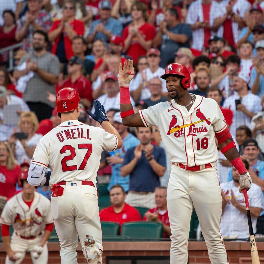 セントルイス・カージナルスのインスタグラム：「Hit it a TON! 109.4 mph off the bat of Tyler O’Neill!」