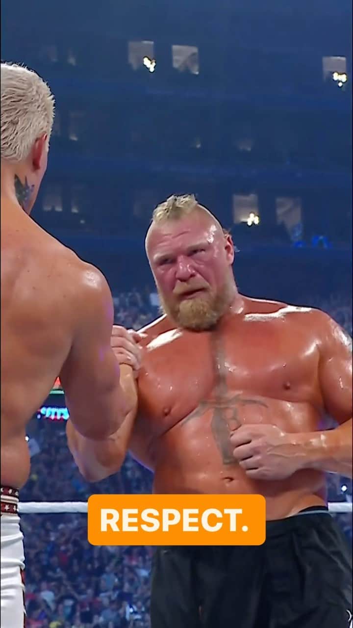 WWEのインスタグラム：「After THREE brutal battles, the better man won. 🤝 #SummerSlam」